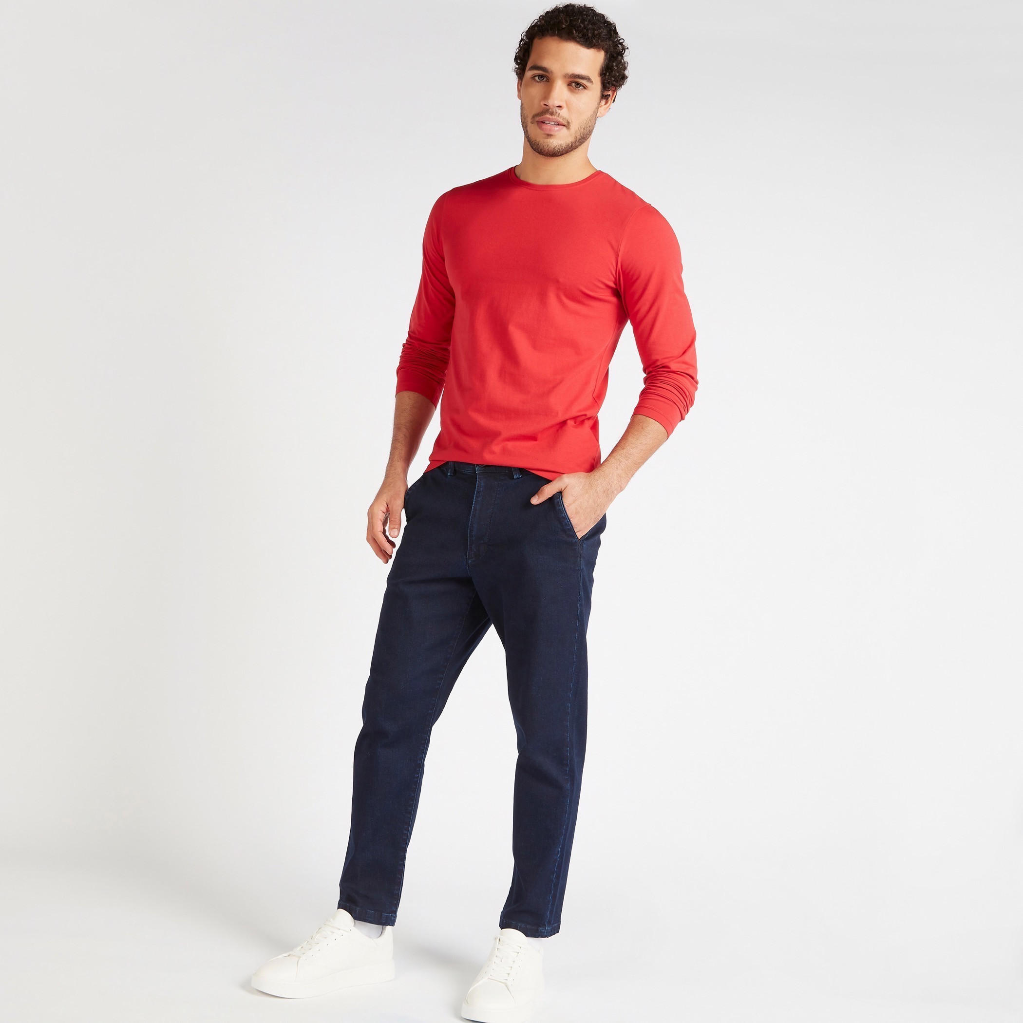 تيشيرت سادة بياقة ضيّقة وأكمام طويلة-men-clothing-tshirtsandpolos-tshirts-image-2
