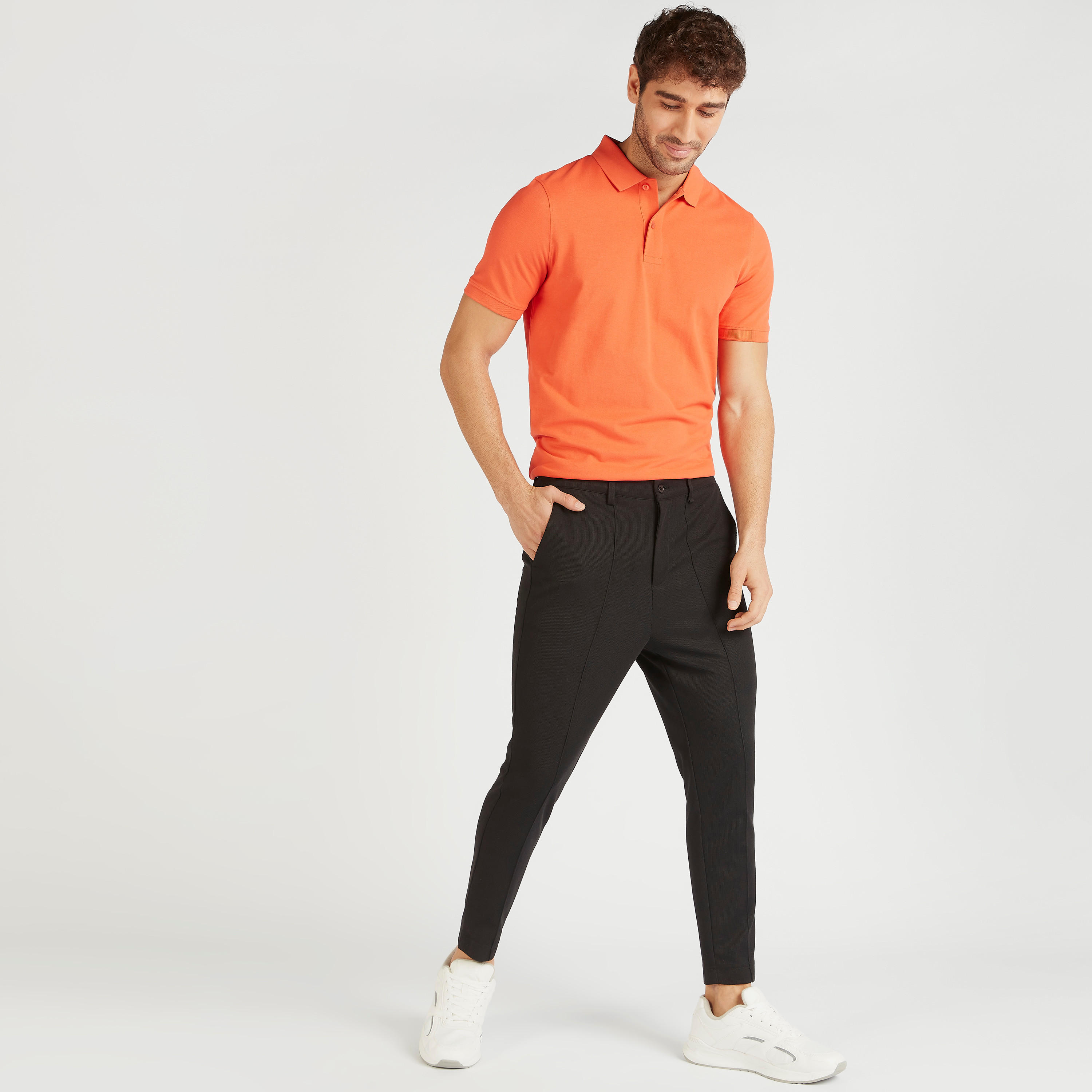 Solid Polo T-shirt with Short Sleeves and Button Closure-men-clothing-tshirtsandpolos-polos-image-2