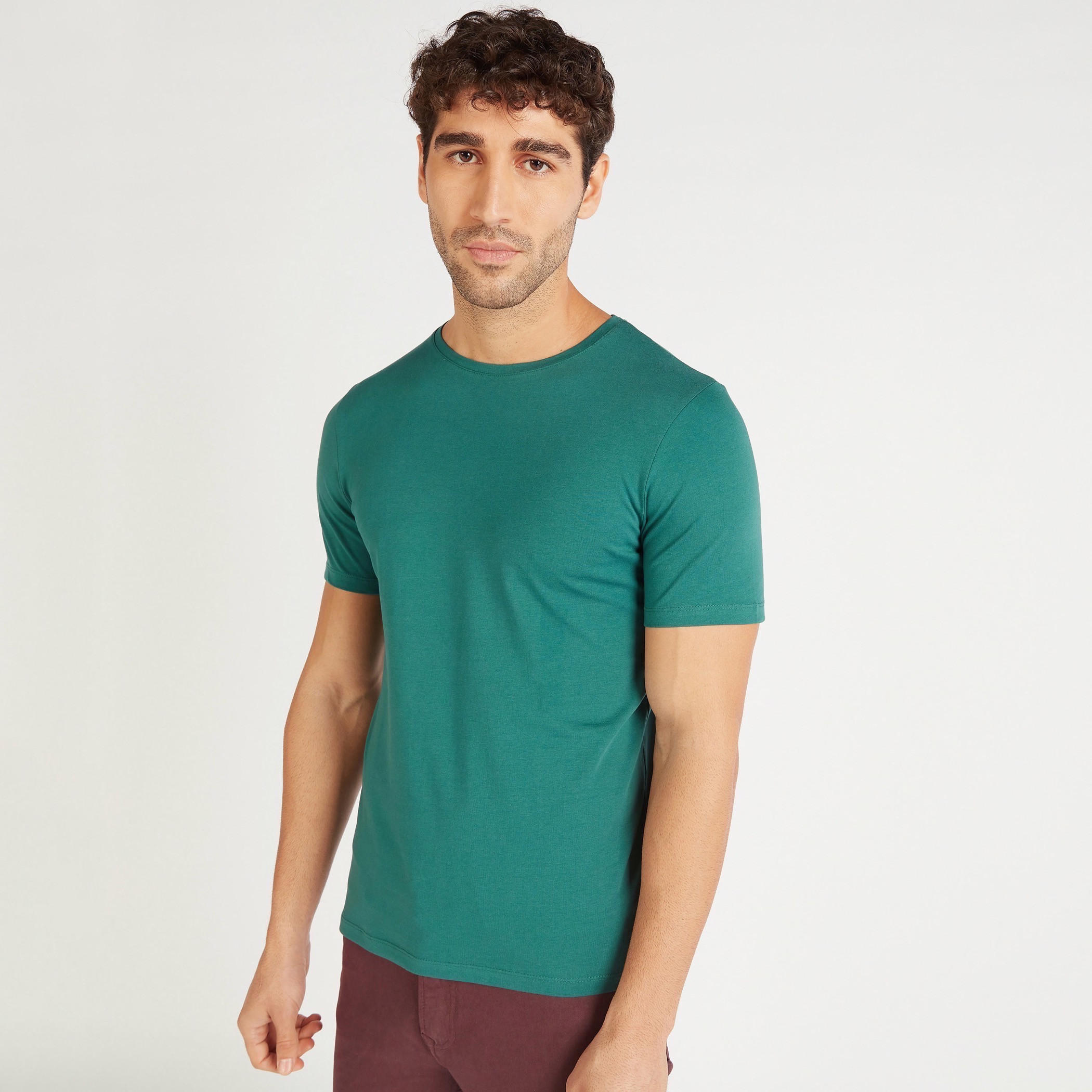 Solid Crew Neck T-shirt with Short Sleeves-men-clothing-tshirtsandpolos-tshirts-image-1