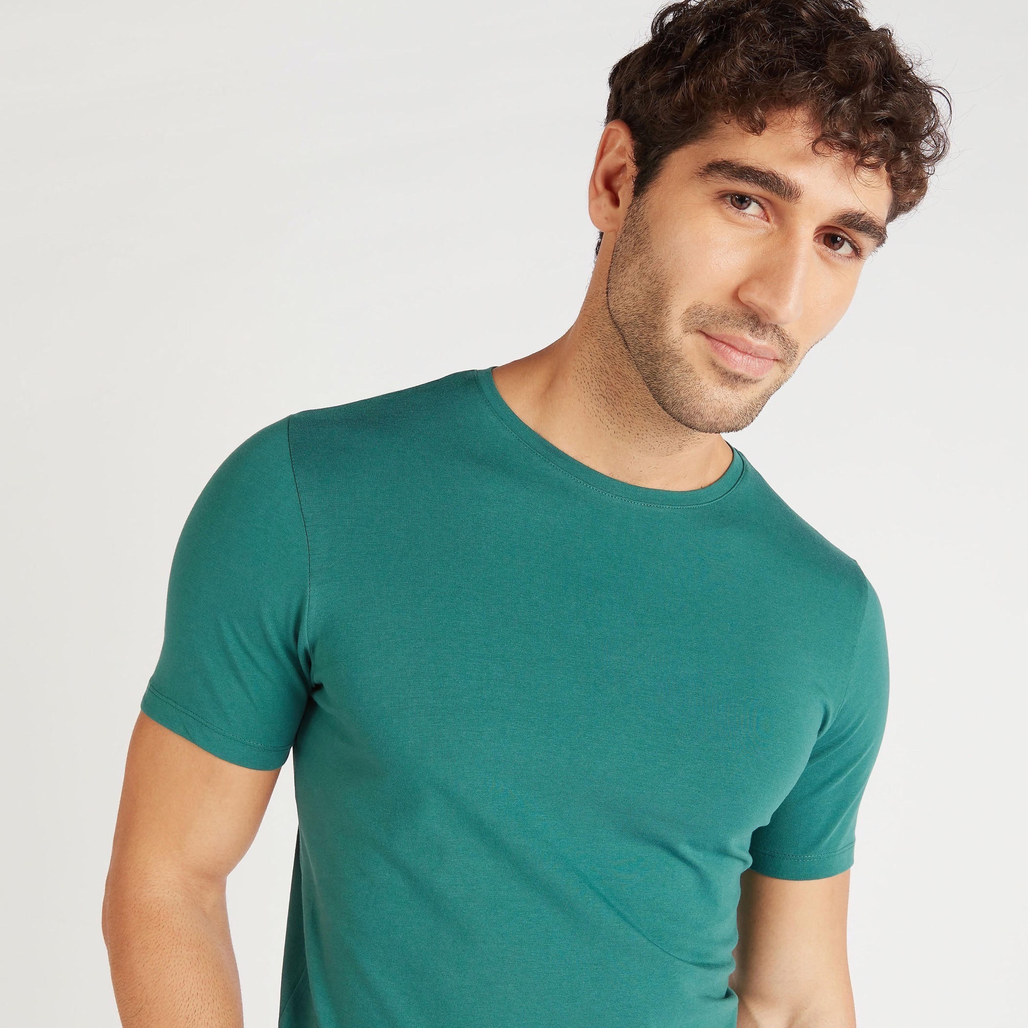 Solid Crew Neck T-shirt with Short Sleeves-men-clothing-tshirtsandpolos-tshirts-image-3