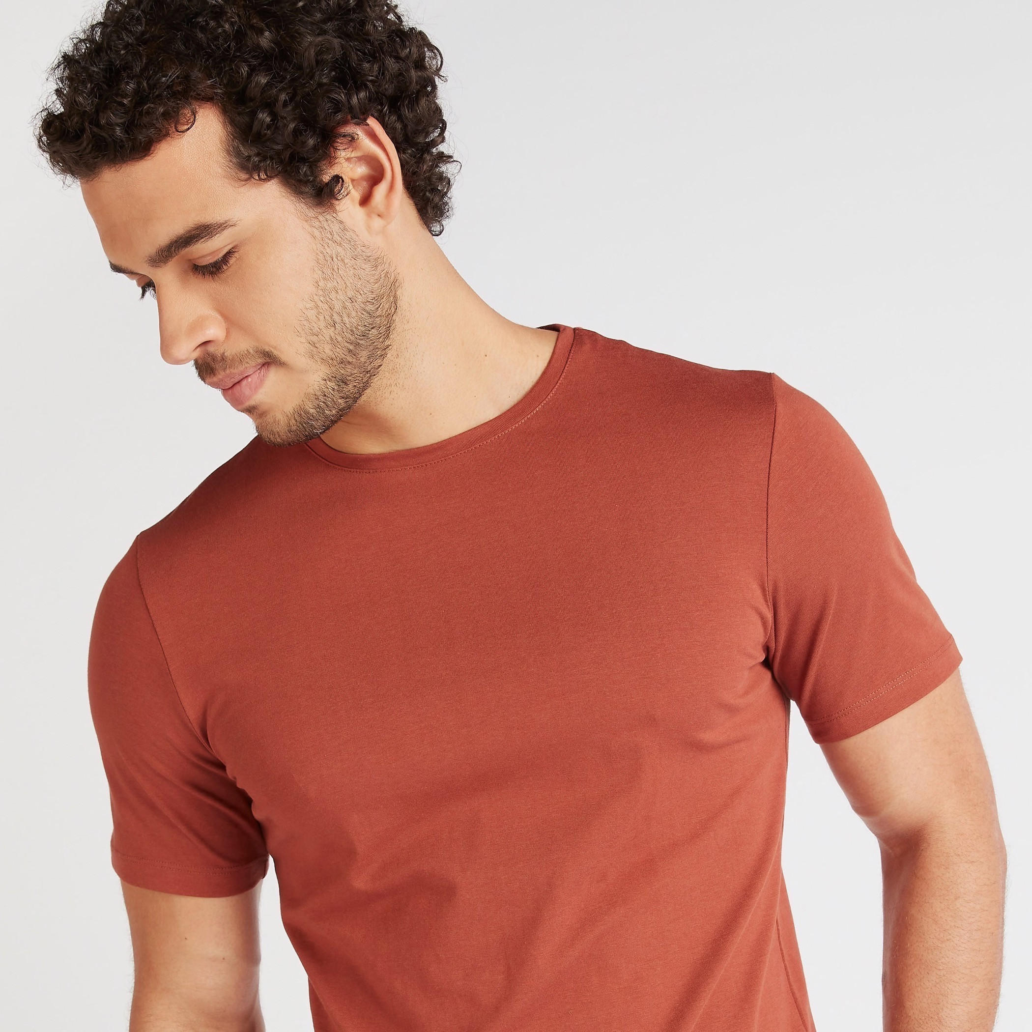 Solid T-shirt with Short Sleeves and Crew Neck-men-clothing-tshirtsandpolos-tshirts-image-3