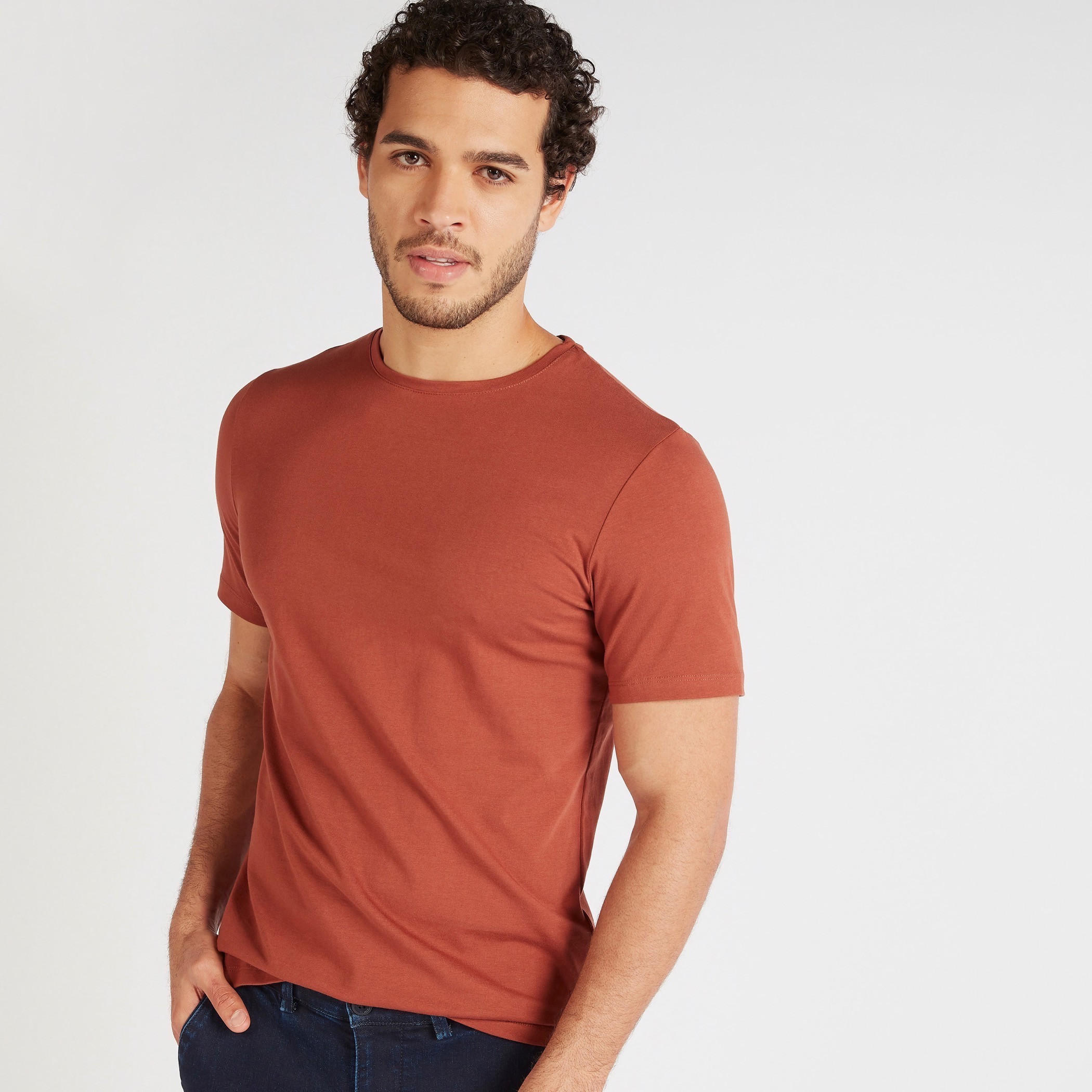 Solid T-shirt with Short Sleeves and Crew Neck-men-clothing-tshirtsandpolos-tshirts-image-5