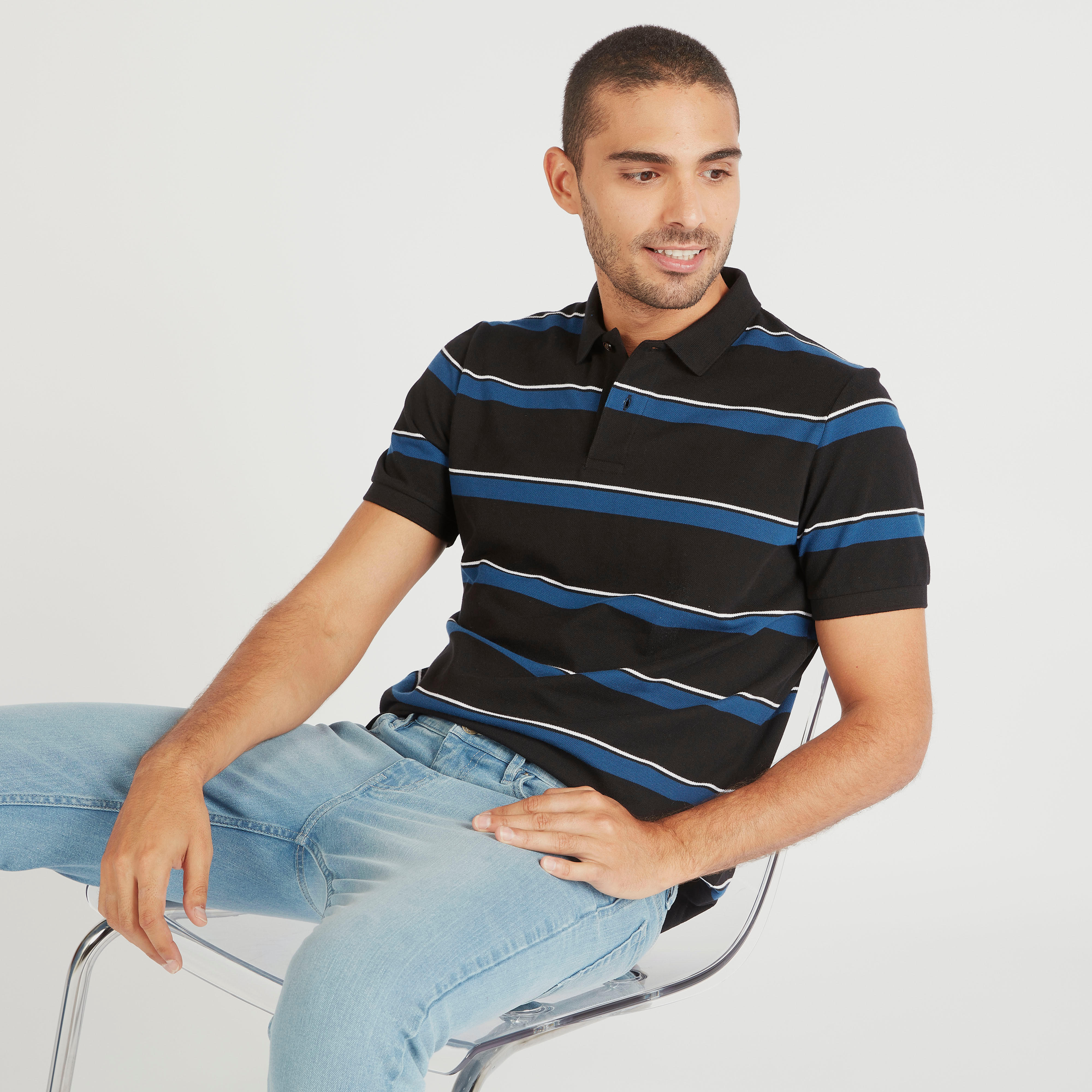 تيشيرت بولو مخطّط بأكمام قصيرة-men-clothing-tshirtsandpolos-polos-image-1
