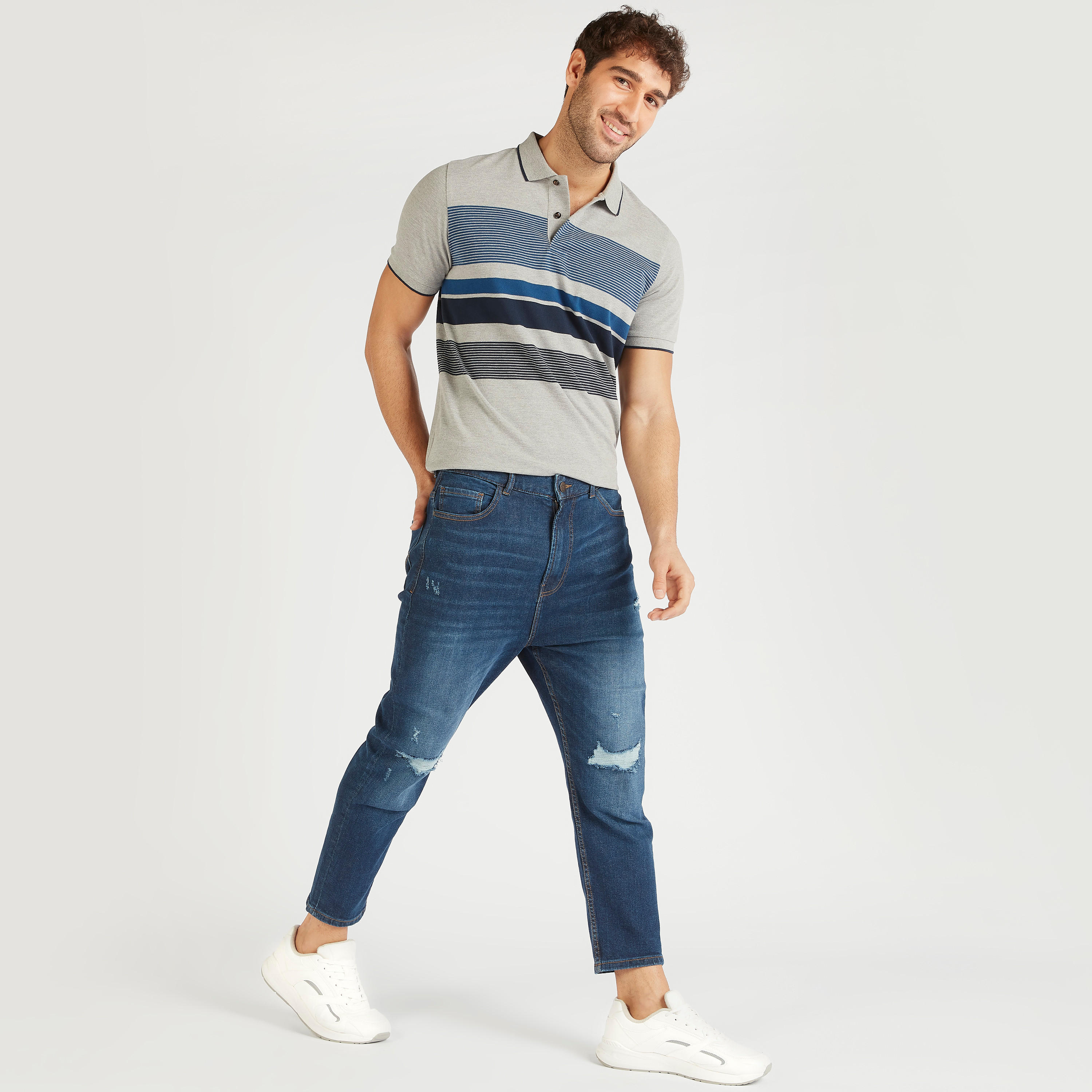 Striped Polo T-shirt with Short Sleeves-men-clothing-tshirtsandpolos-polos-image-2