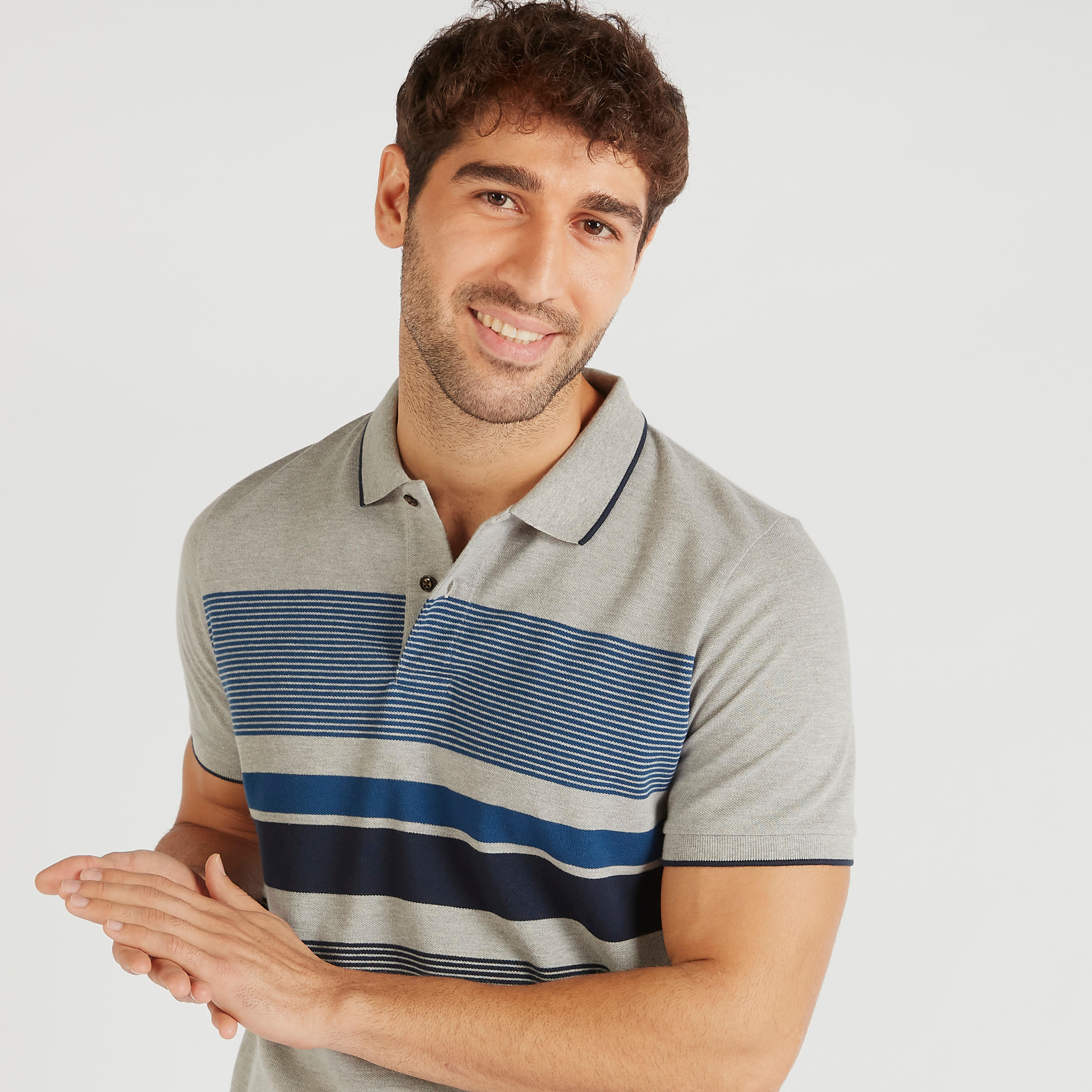 Striped Polo T-shirt with Short Sleeves-men-clothing-tshirtsandpolos-polos-image-3