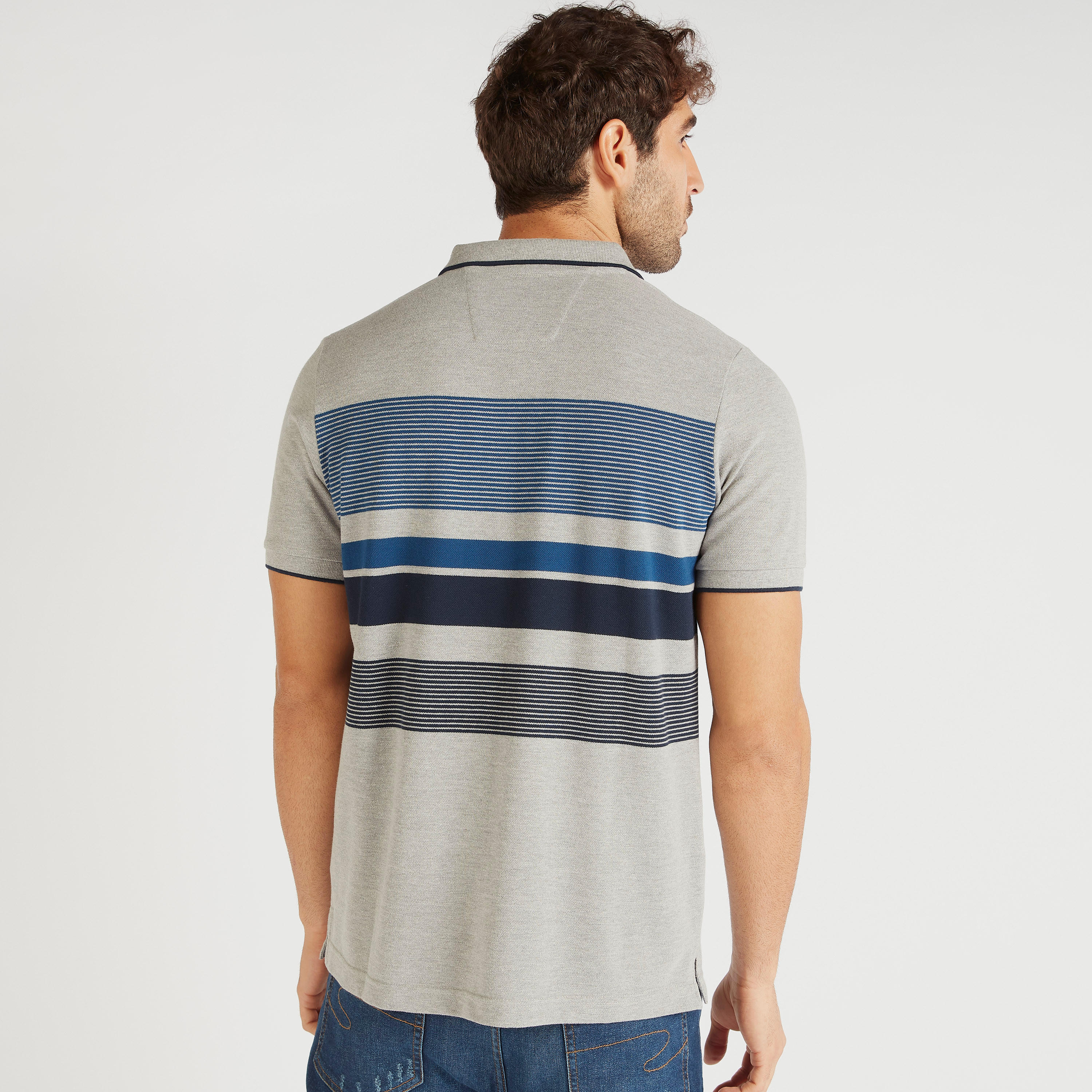 Striped Polo T-shirt with Short Sleeves-men-clothing-tshirtsandpolos-polos-image-4