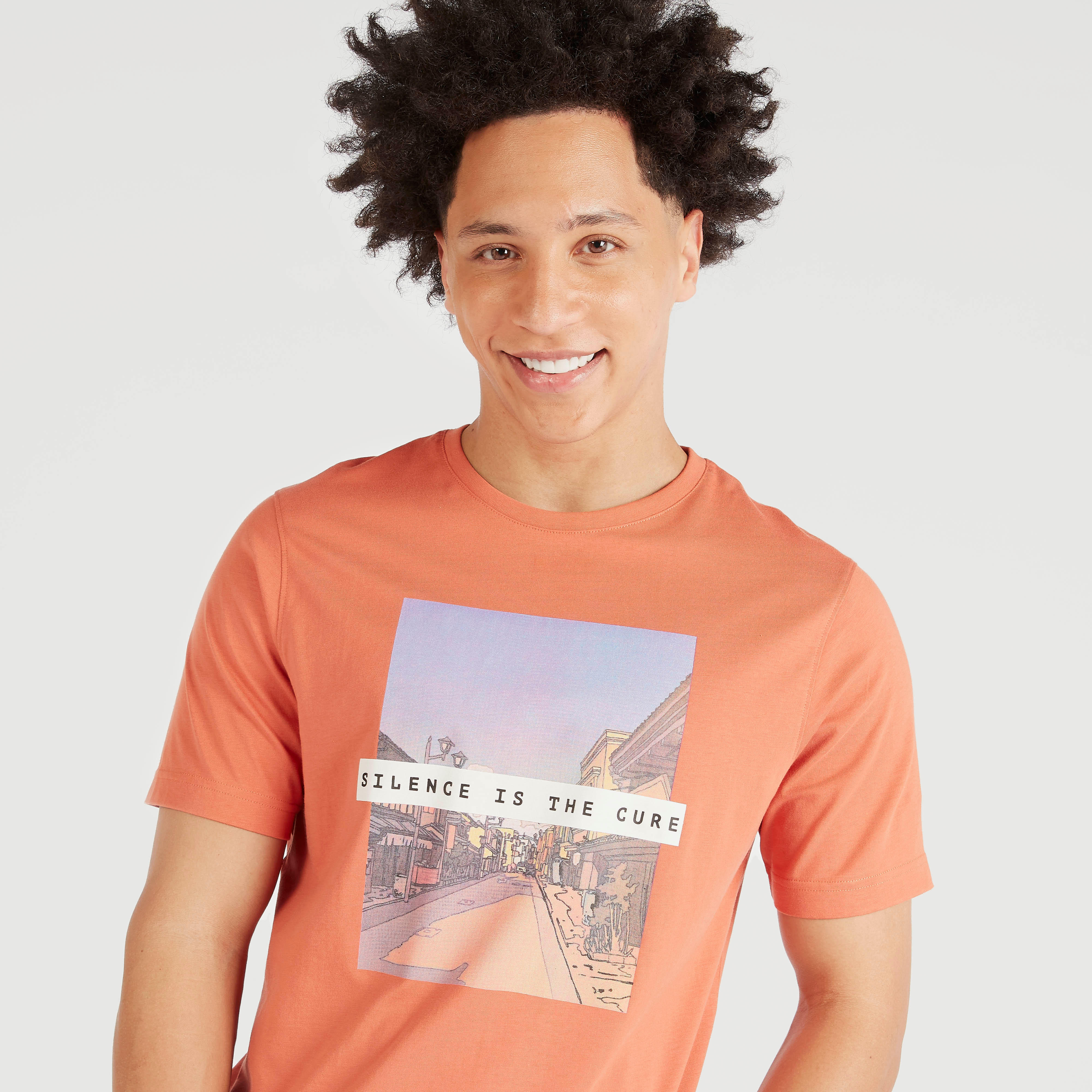 Printed Crew Neck T-shirt with Short Sleeves-men-clothing-tshirtsandpolos-tshirts-image-5