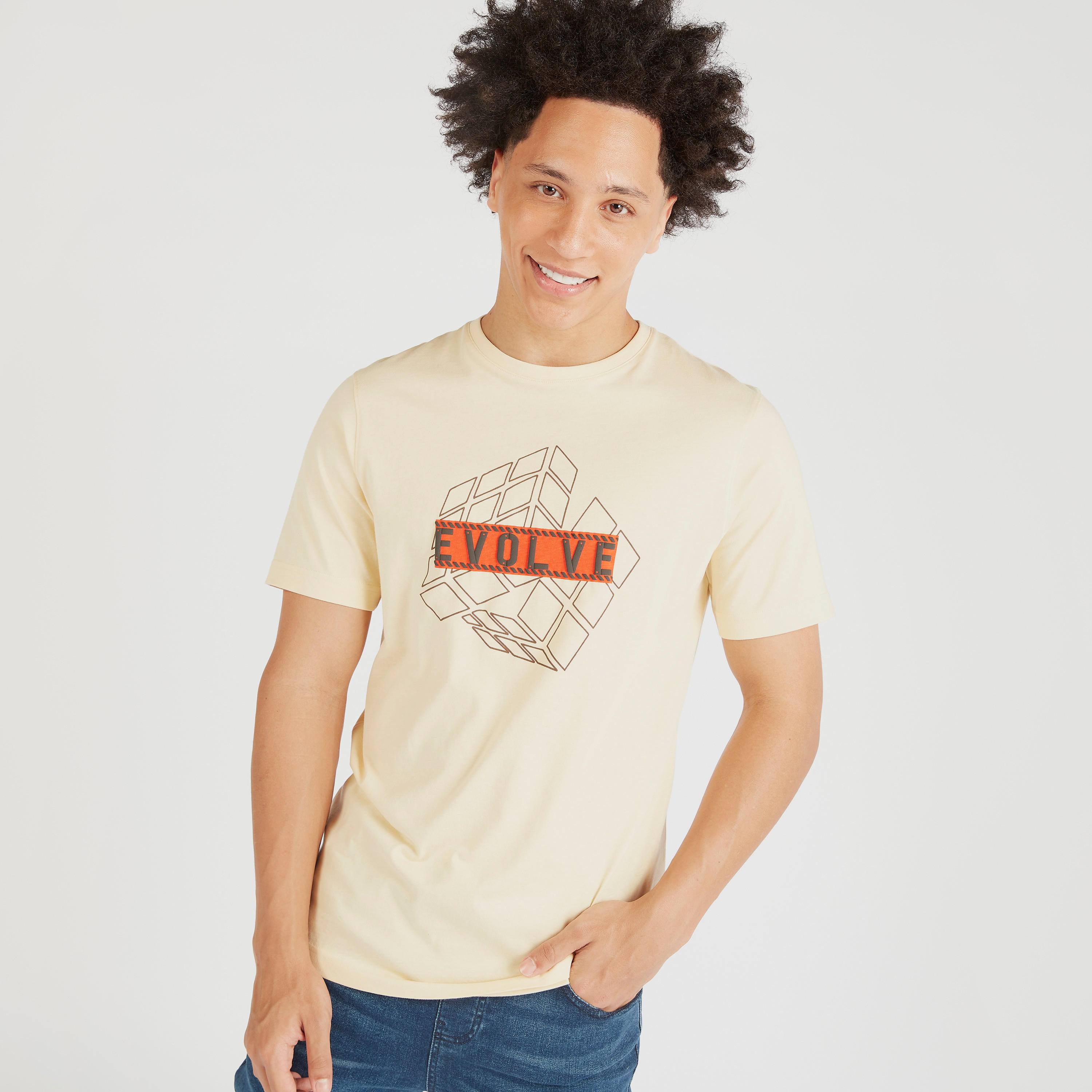 Printed Crew Neck T-shirt with Short Sleeves-men-clothing-tshirtsandpolos-tshirts-image-1