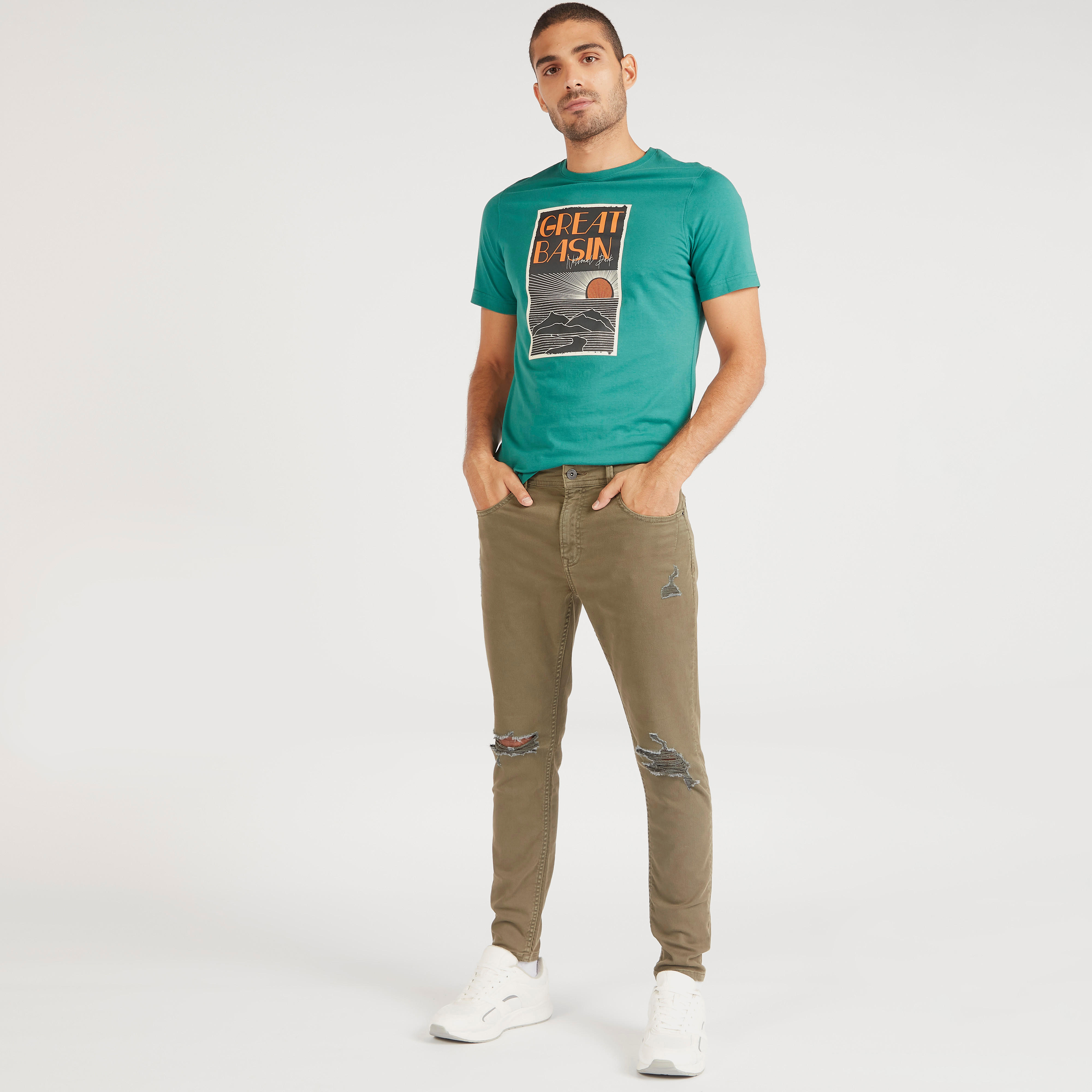Graphic Print Crew Neck T-shirt with Short Sleeves-men-clothing-tshirtsandpolos-tshirts-image-2