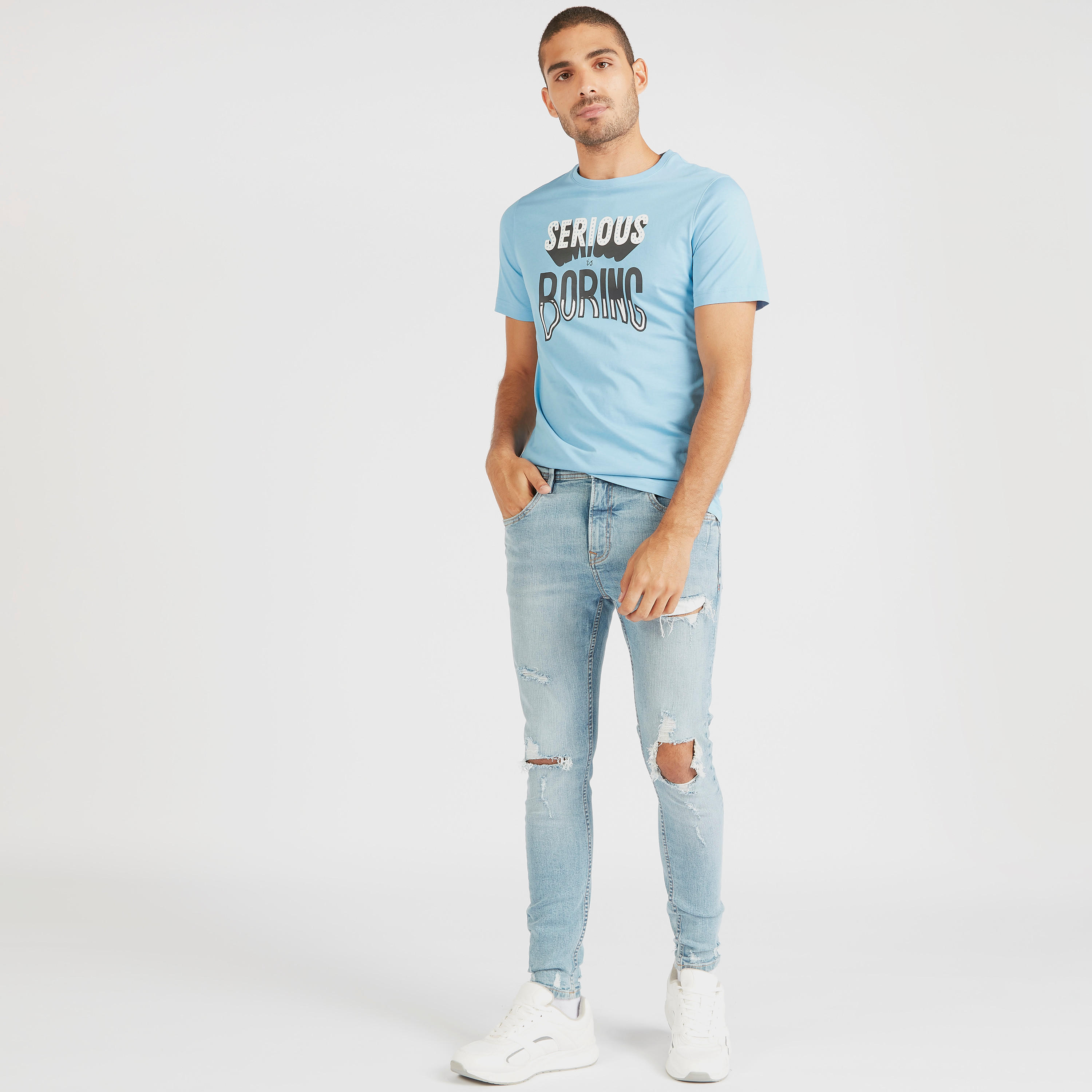 Typographic Print Crew Neck T-shirt with Short Sleeves-men-clothing-tshirtsandpolos-tshirts-image-2