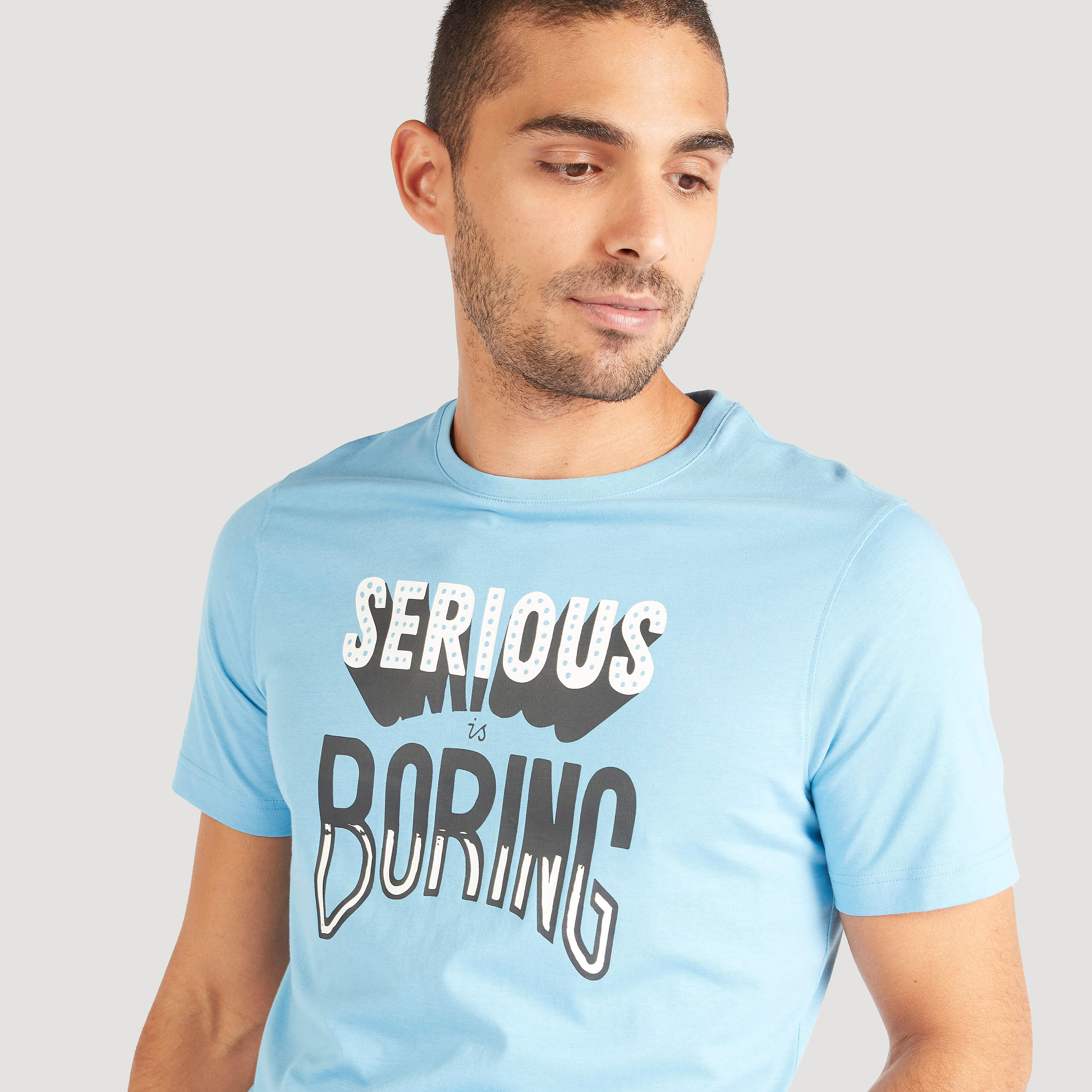 Typographic Print Crew Neck T-shirt with Short Sleeves-men-clothing-tshirtsandpolos-tshirts-image-3