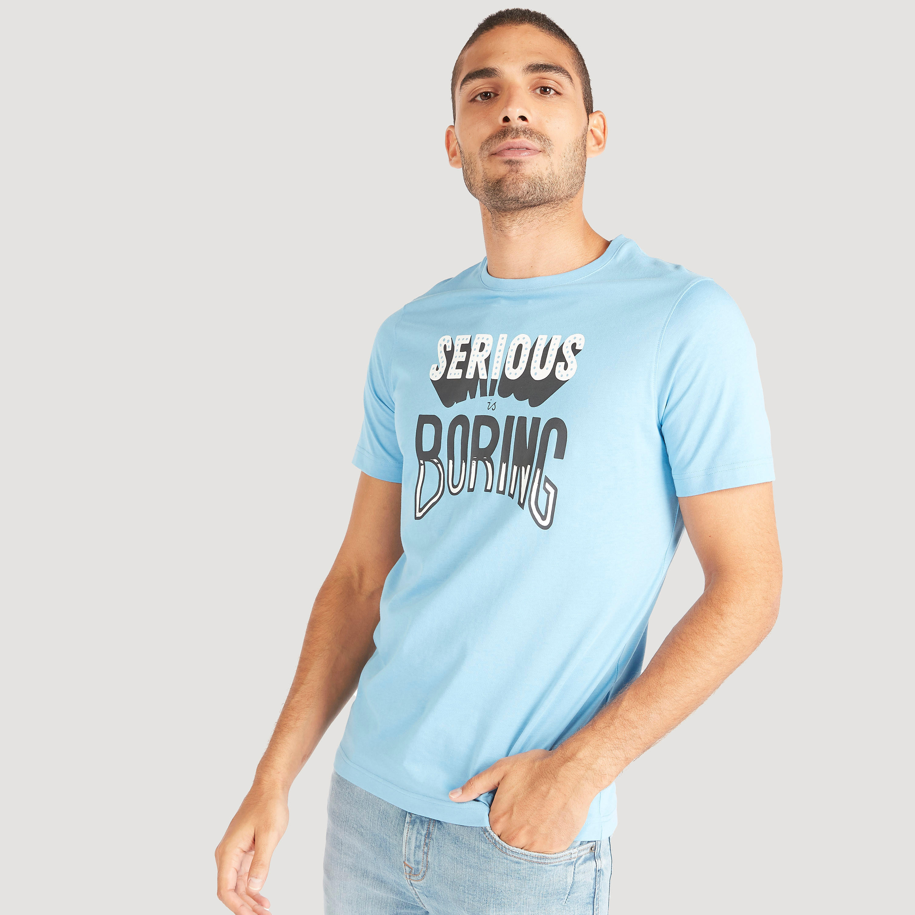 Typographic Print Crew Neck T-shirt with Short Sleeves-men-clothing-tshirtsandpolos-tshirts-image-5