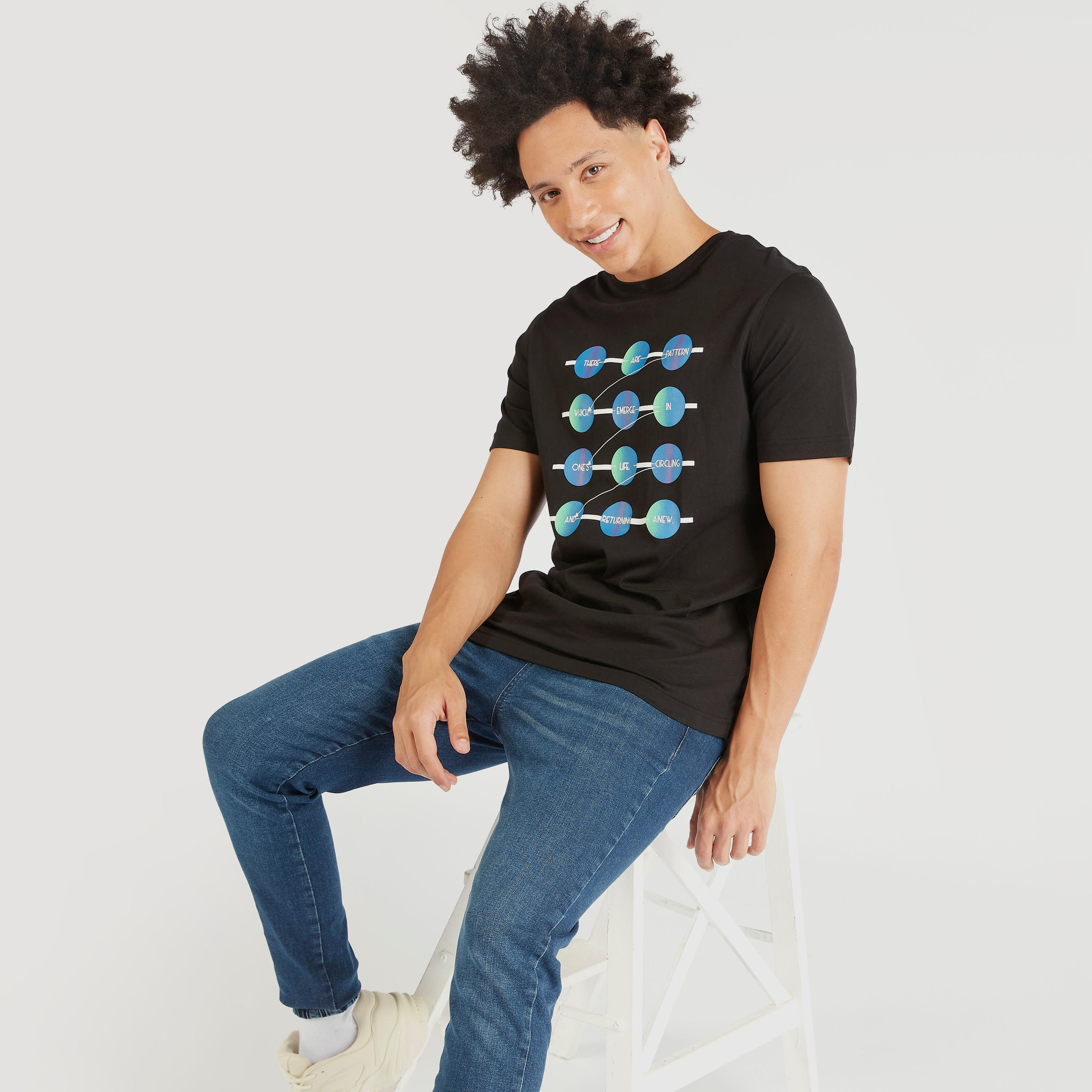 Printed Crew Neck T-shirt with Short Sleeves-men-clothing-tshirtsandpolos-tshirts-image-1