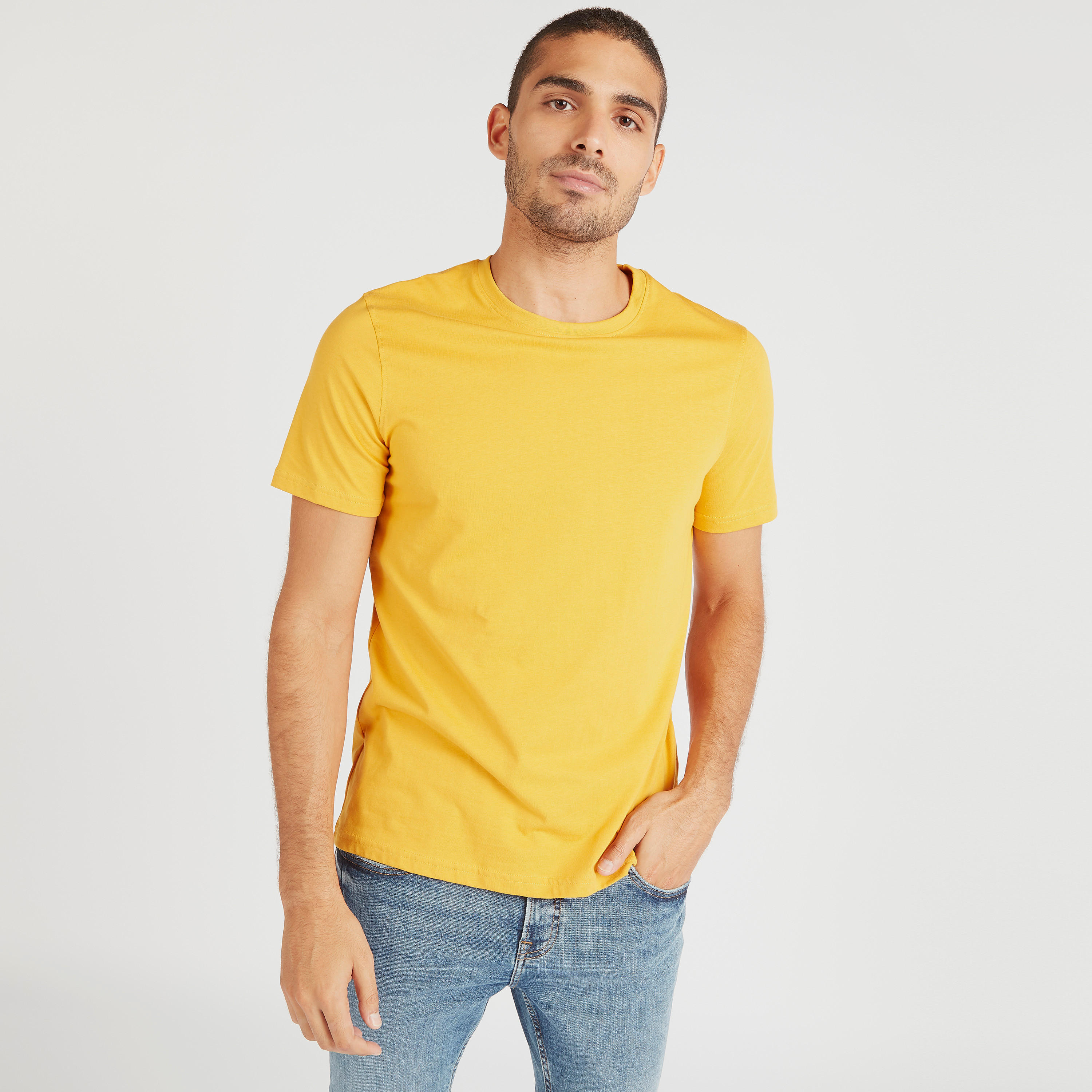 Solid Crew Neck T-shirt with Short Sleeves-men-clothing-tshirtsandpolos-tshirts-image-1