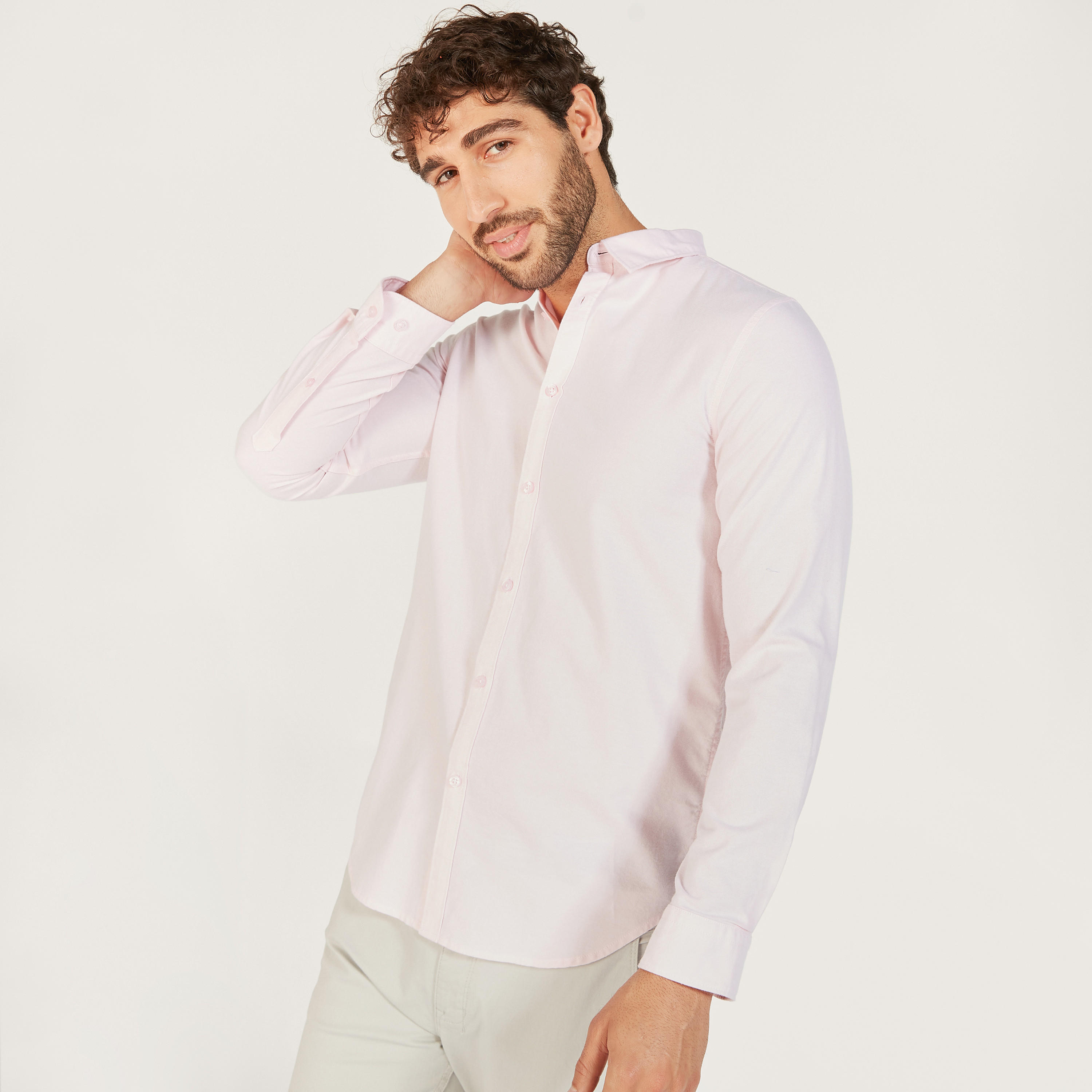 قميص سادة بأكمام طويلة وزر إغلاق-men-clothing-shirts-image-9