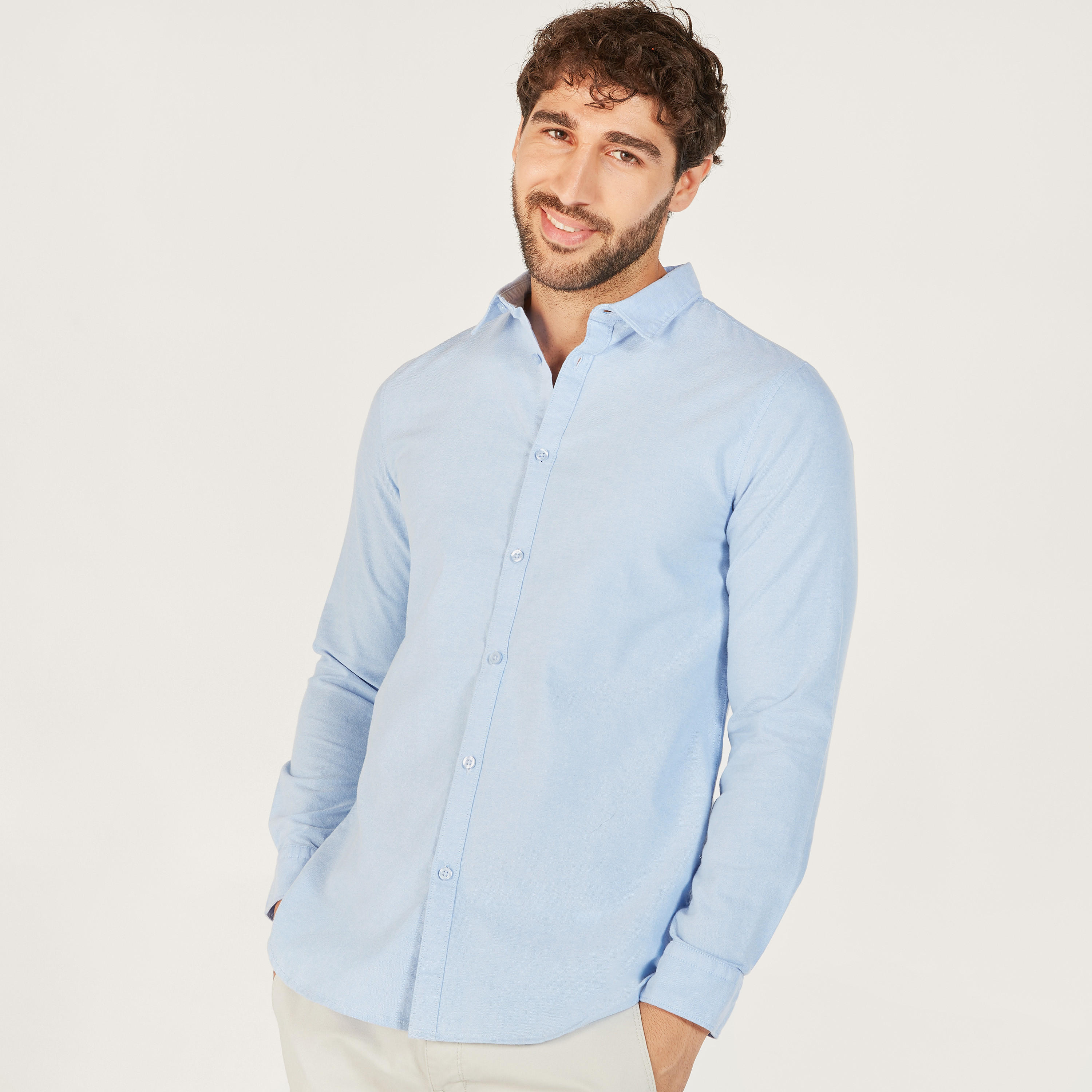 قميص سادة بأكمام طويلة وزر إغلاق-men-clothing-shirts-image-10
