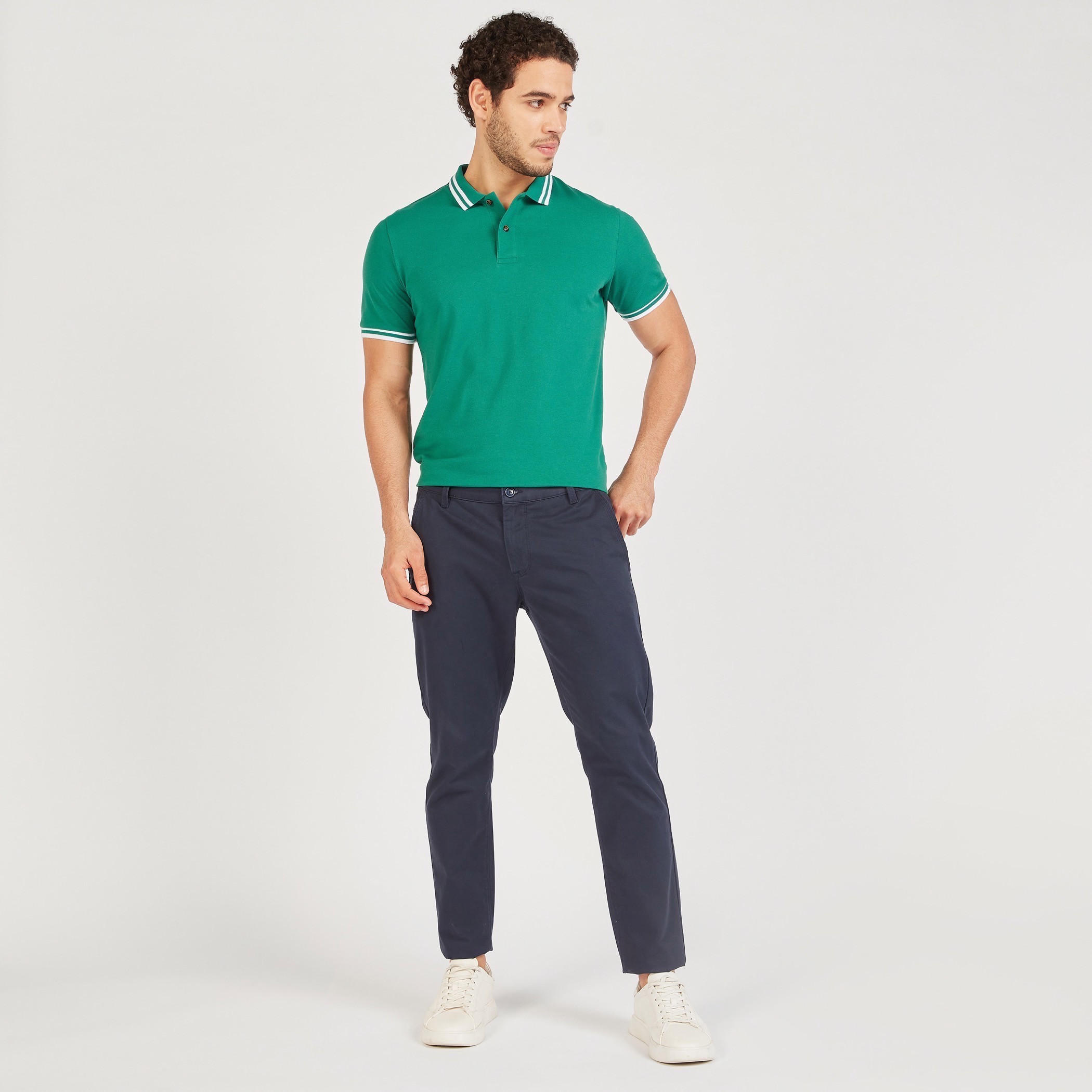 Solid Polo T-shirt with Short Sleeves-men-clothing-tshirtsandpolos-polos-image-2