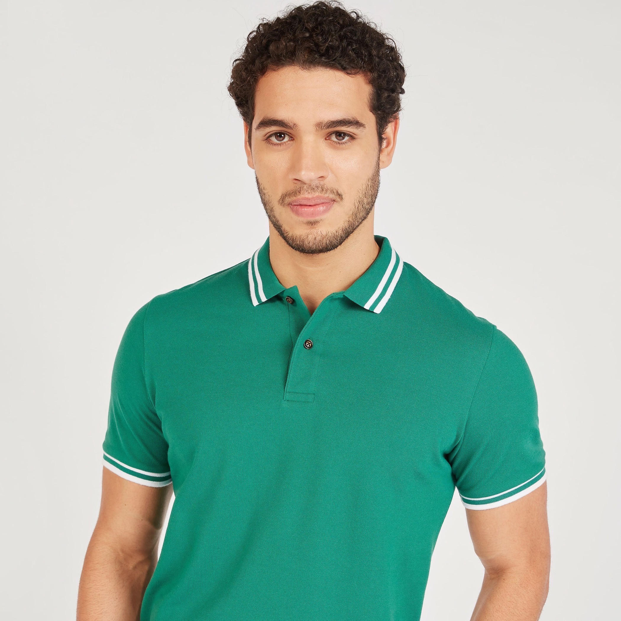 Solid Polo T-shirt with Short Sleeves-men-clothing-tshirtsandpolos-polos-image-3