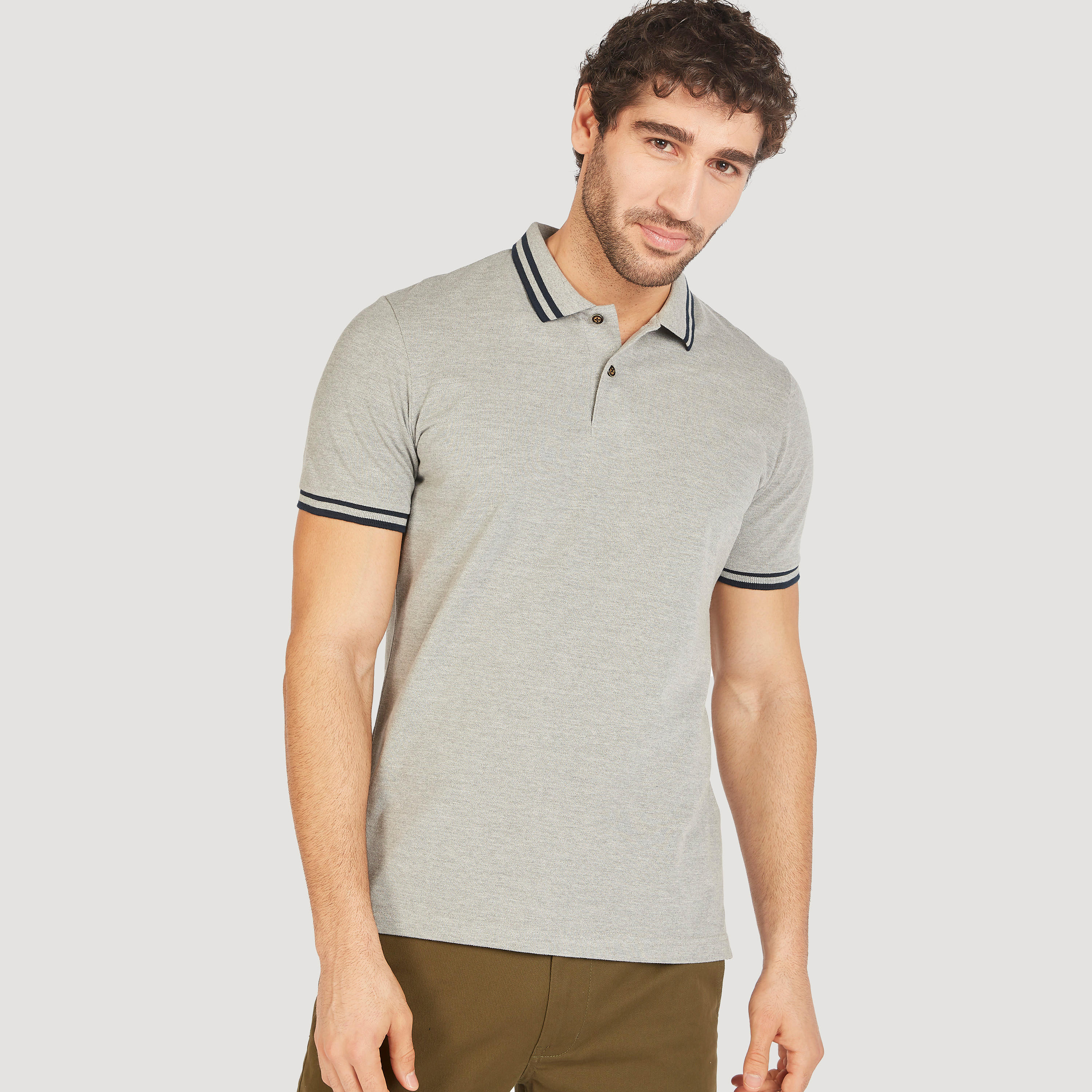 Solid Polo T-shirt with Short Sleeves-men-clothing-tshirtsandpolos-polos-image-19