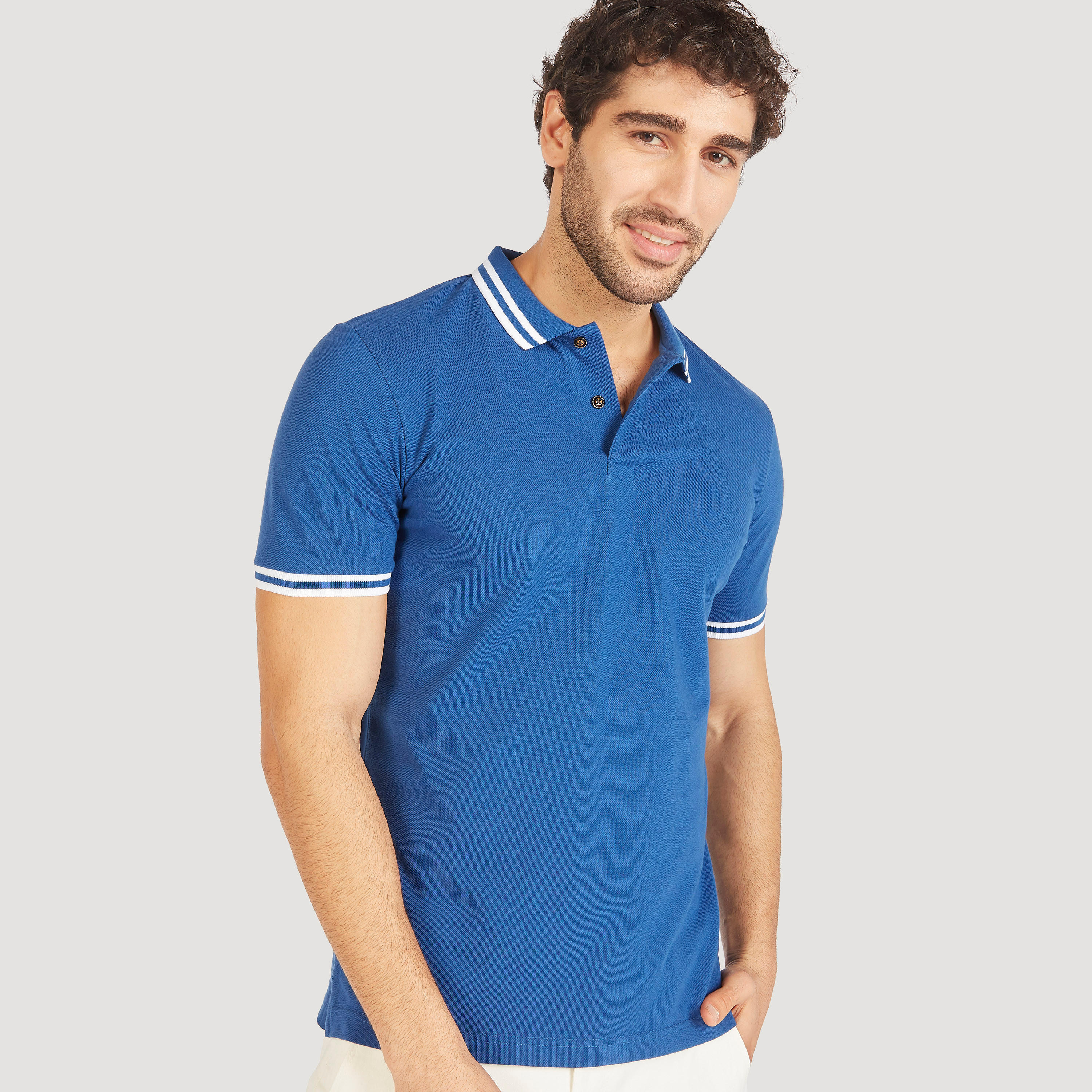 Solid Polo T-shirt with Short Sleeves-men-clothing-tshirtsandpolos-polos-image-23