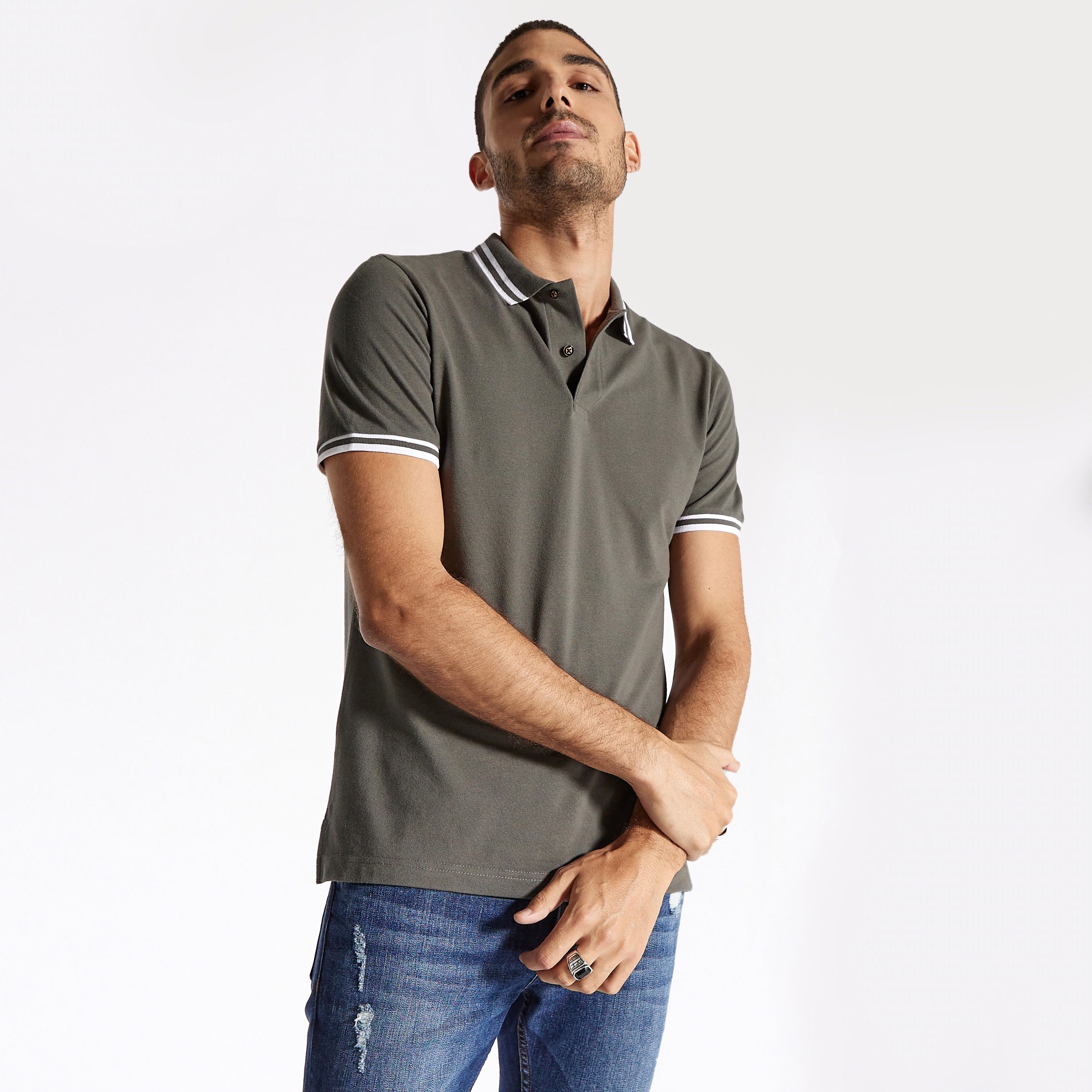 Solid Polo T-shirt with Short Sleeves-men-clothing-tshirtsandpolos-polos-image-60