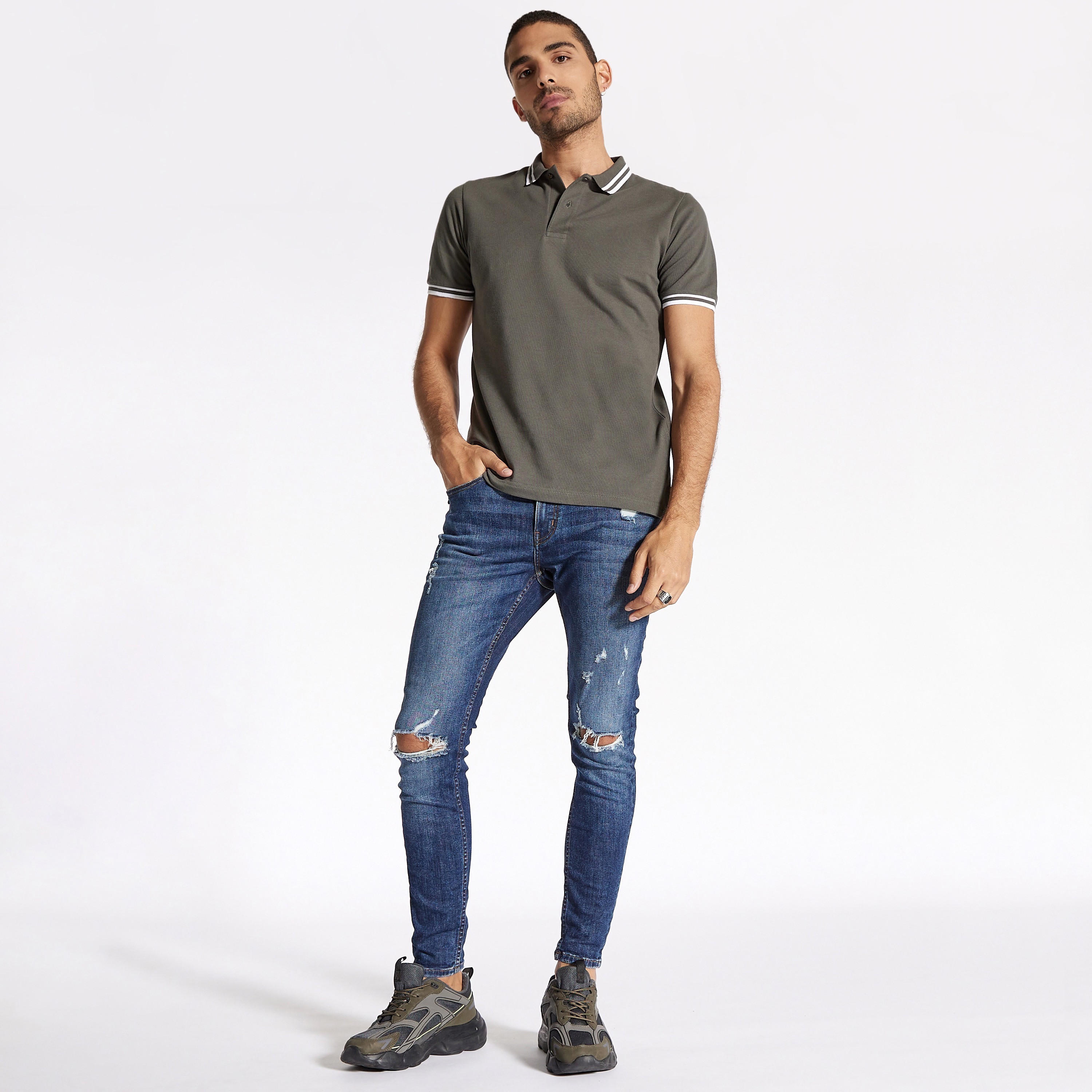 Solid Polo T-shirt with Short Sleeves-men-clothing-tshirtsandpolos-polos-image-61