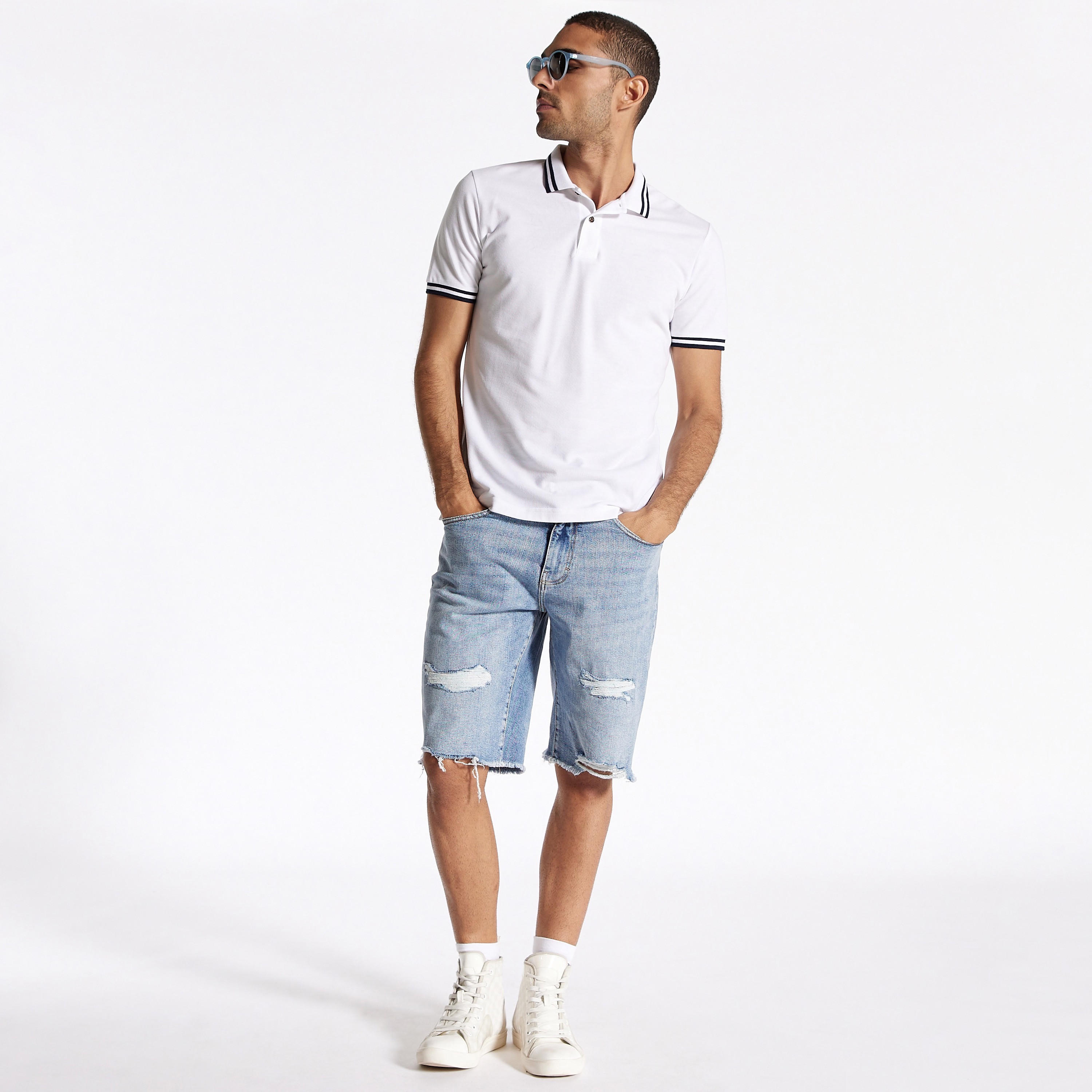 Solid Polo T-shirt with Short Sleeves-men-clothing-tshirtsandpolos-polos-image-57