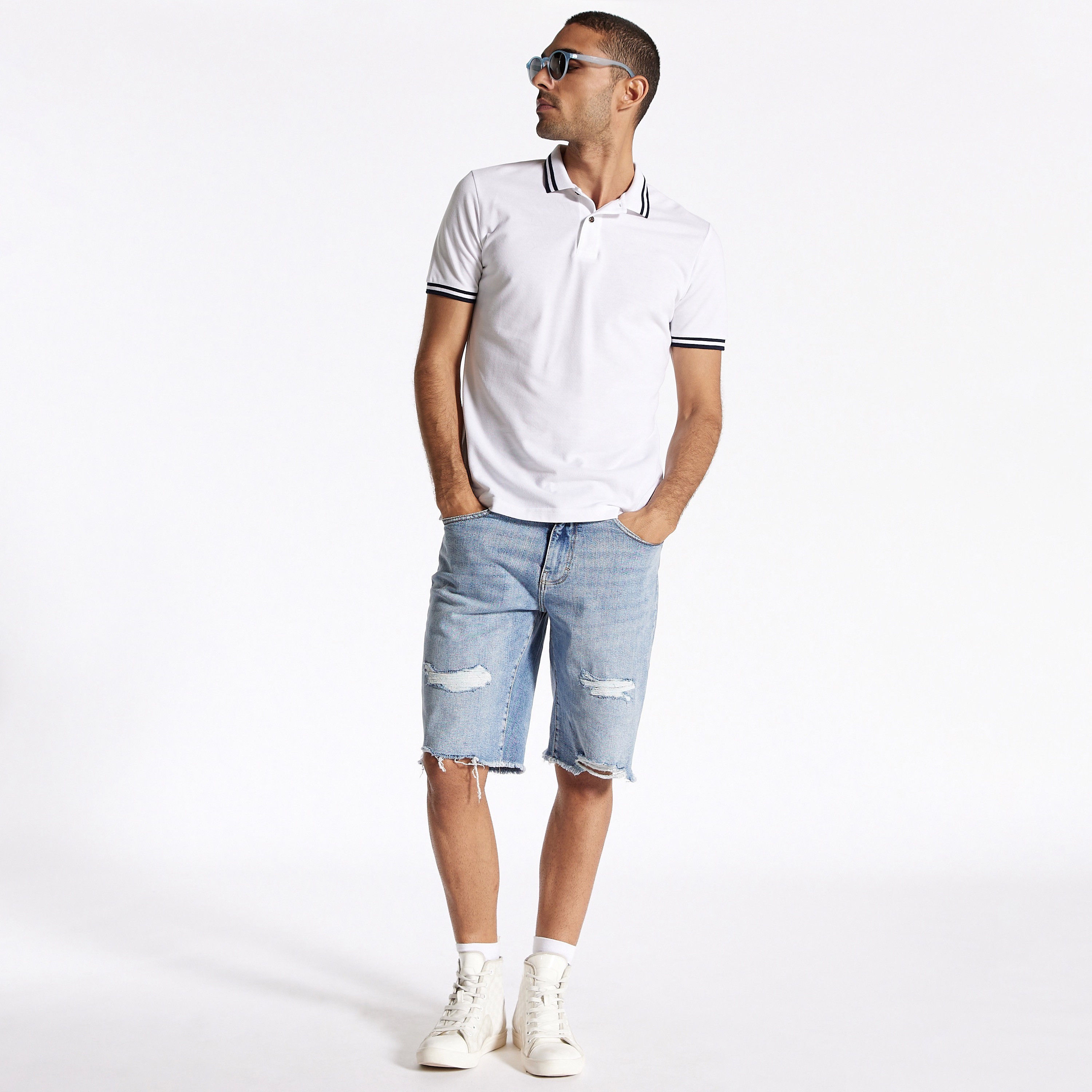 Solid Polo T-shirt with Short Sleeves-men-clothing-tshirtsandpolos-polos-image-57
