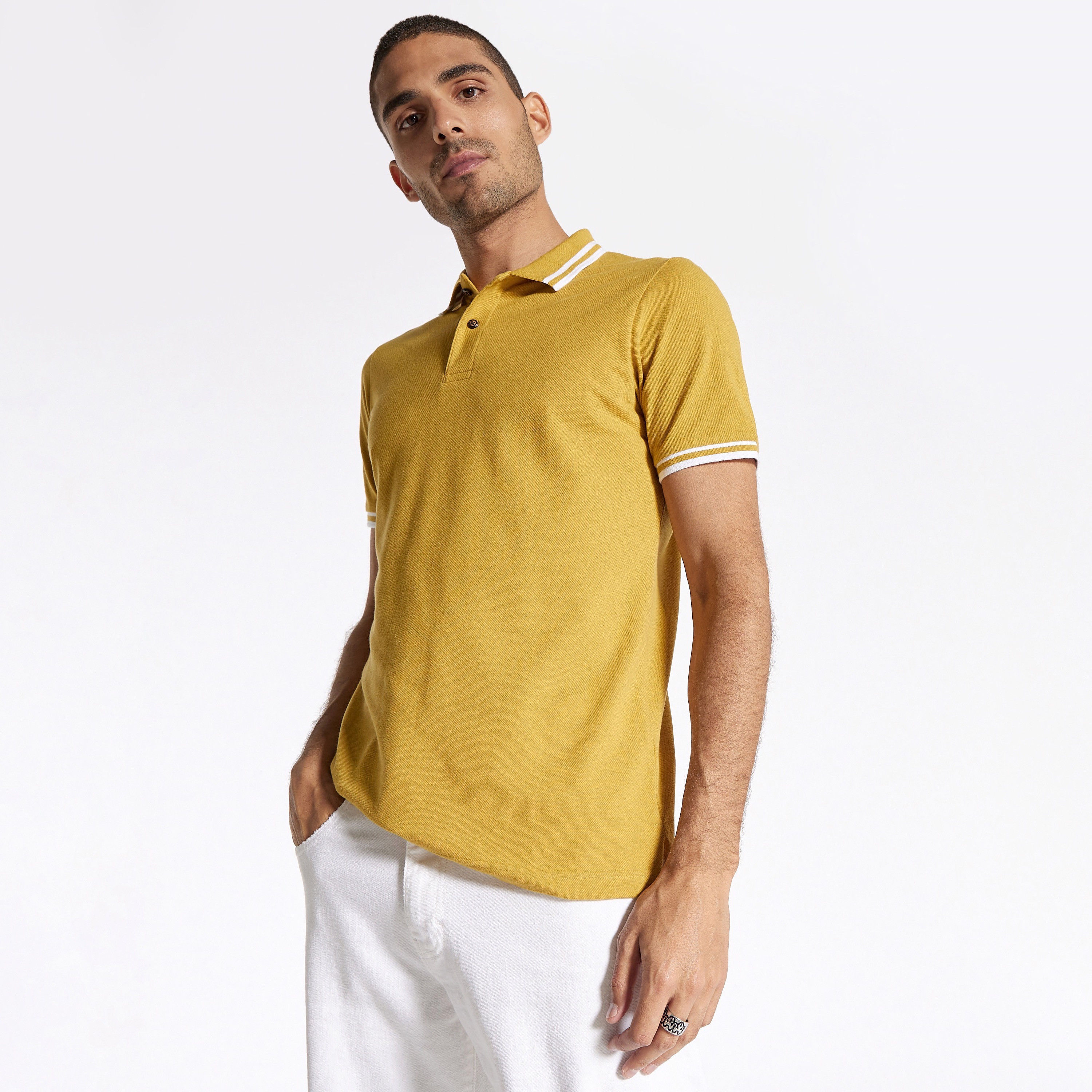 Solid Polo T-shirt with Short Sleeves-men-clothing-tshirtsandpolos-polos-image-52