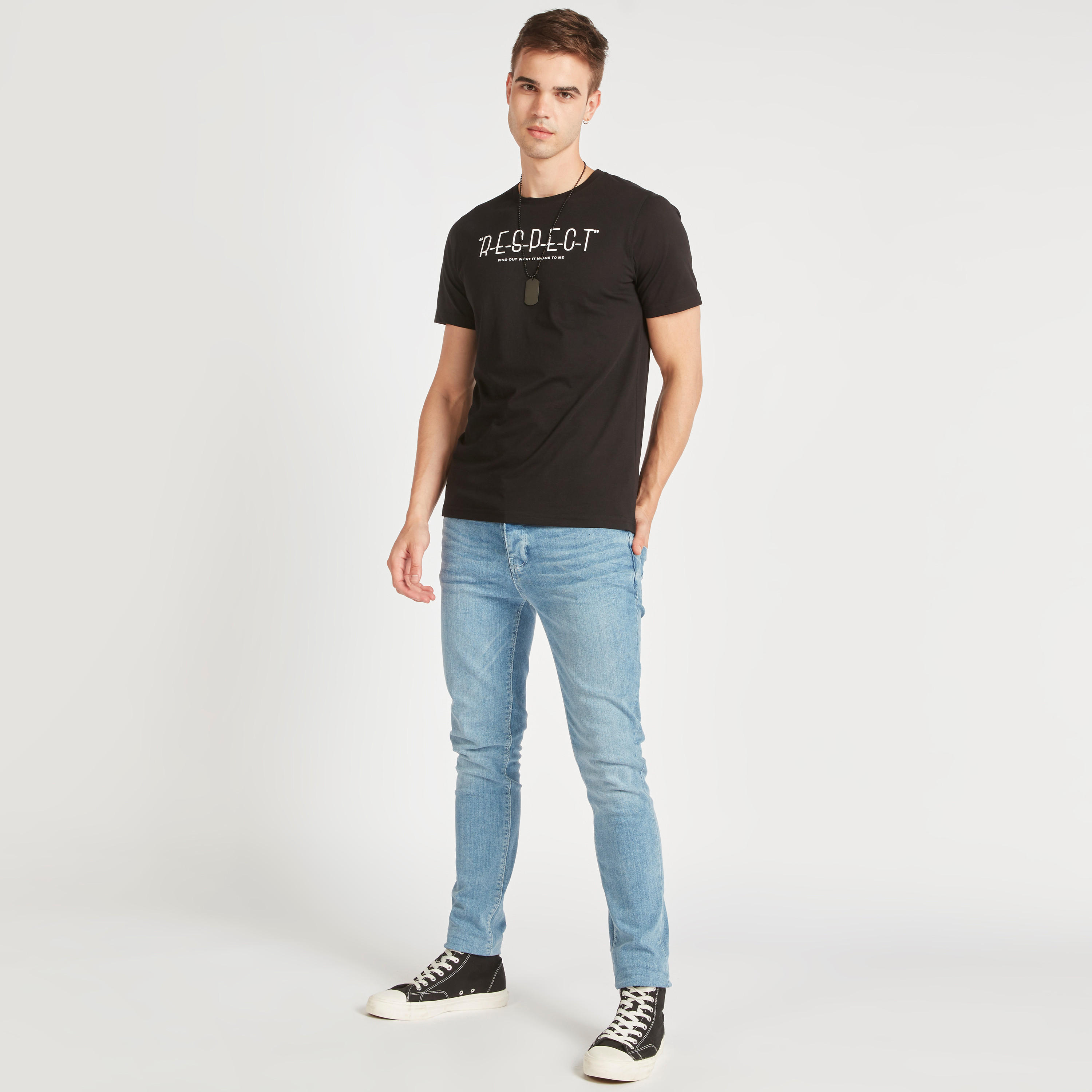 Typographic Print Crew Neck T-shirt with Short Sleeves-men-clothing-tshirtsandpolos-tshirts-image-2