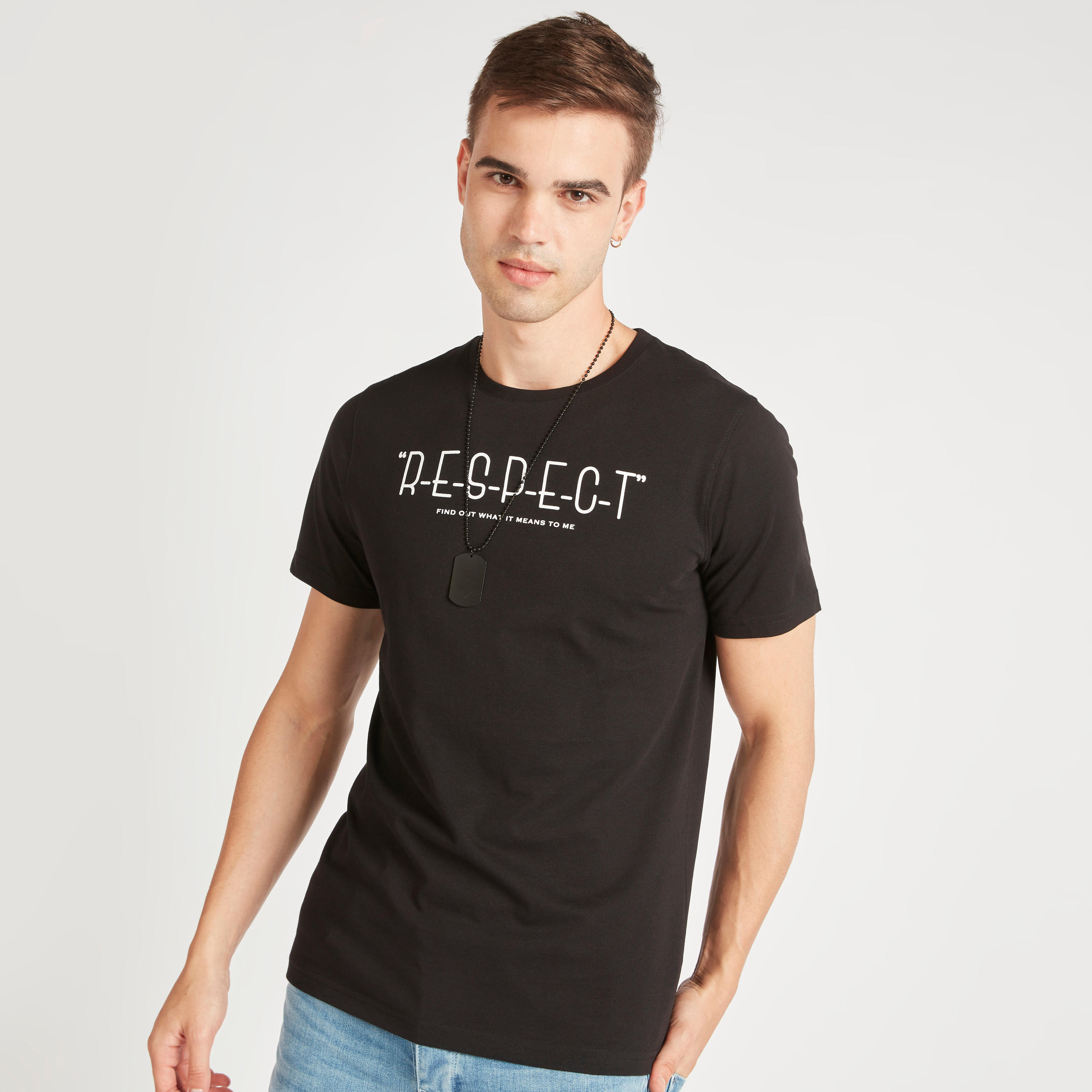 Typographic Print Crew Neck T-shirt with Short Sleeves-men-clothing-tshirtsandpolos-tshirts-image-3
