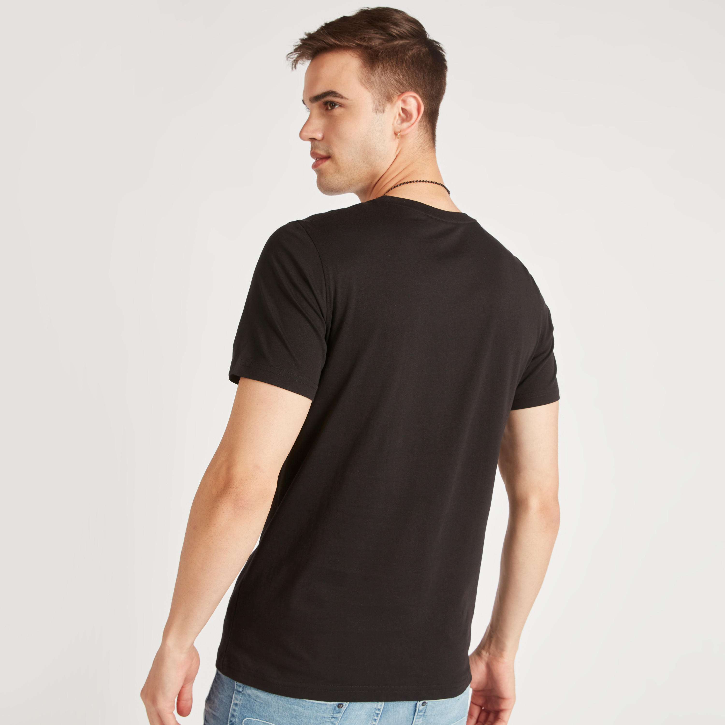 Typographic Print Crew Neck T-shirt with Short Sleeves-men-clothing-tshirtsandpolos-tshirts-image-4