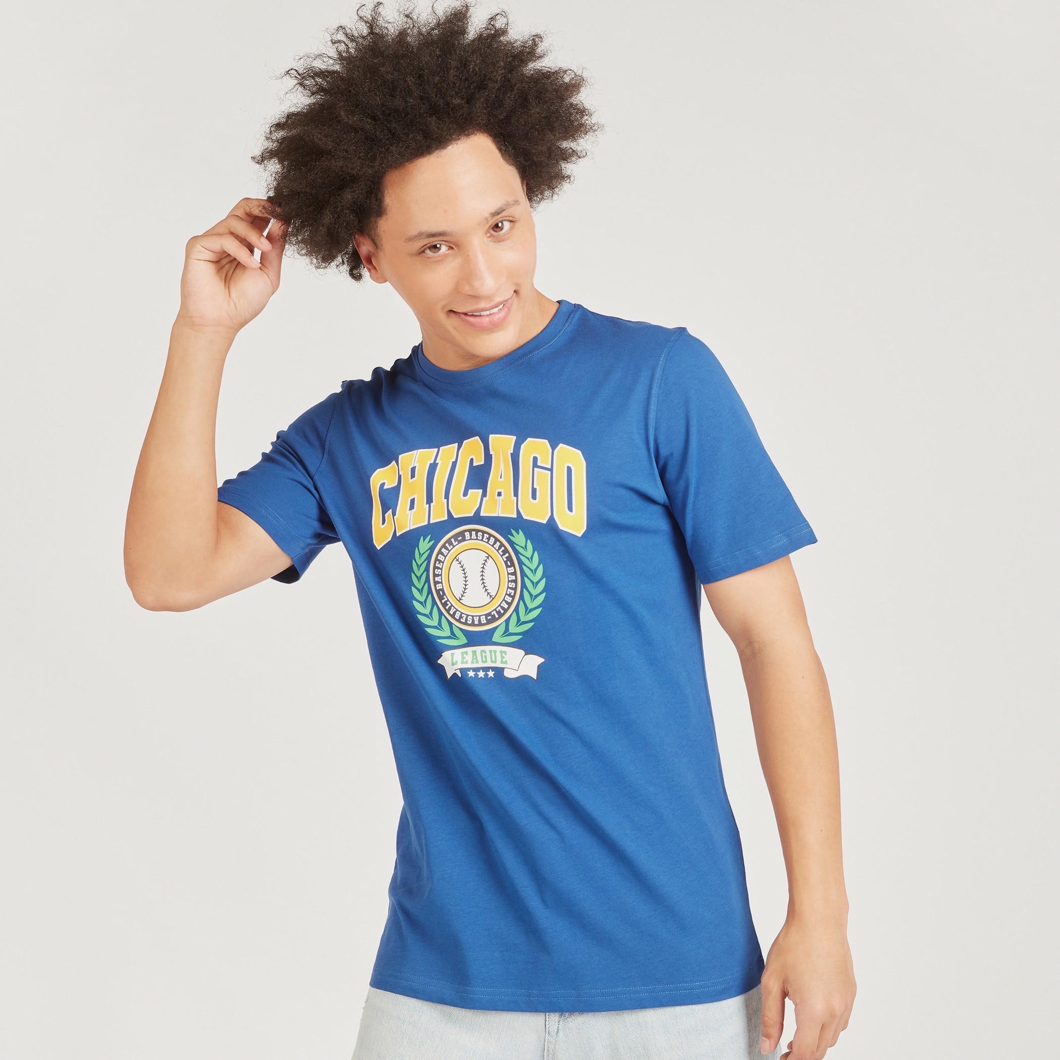 Graphic Print T-shirt with Crew Neck and Short Sleeves-men-clothing-tshirtsandpolos-tshirts-image-1