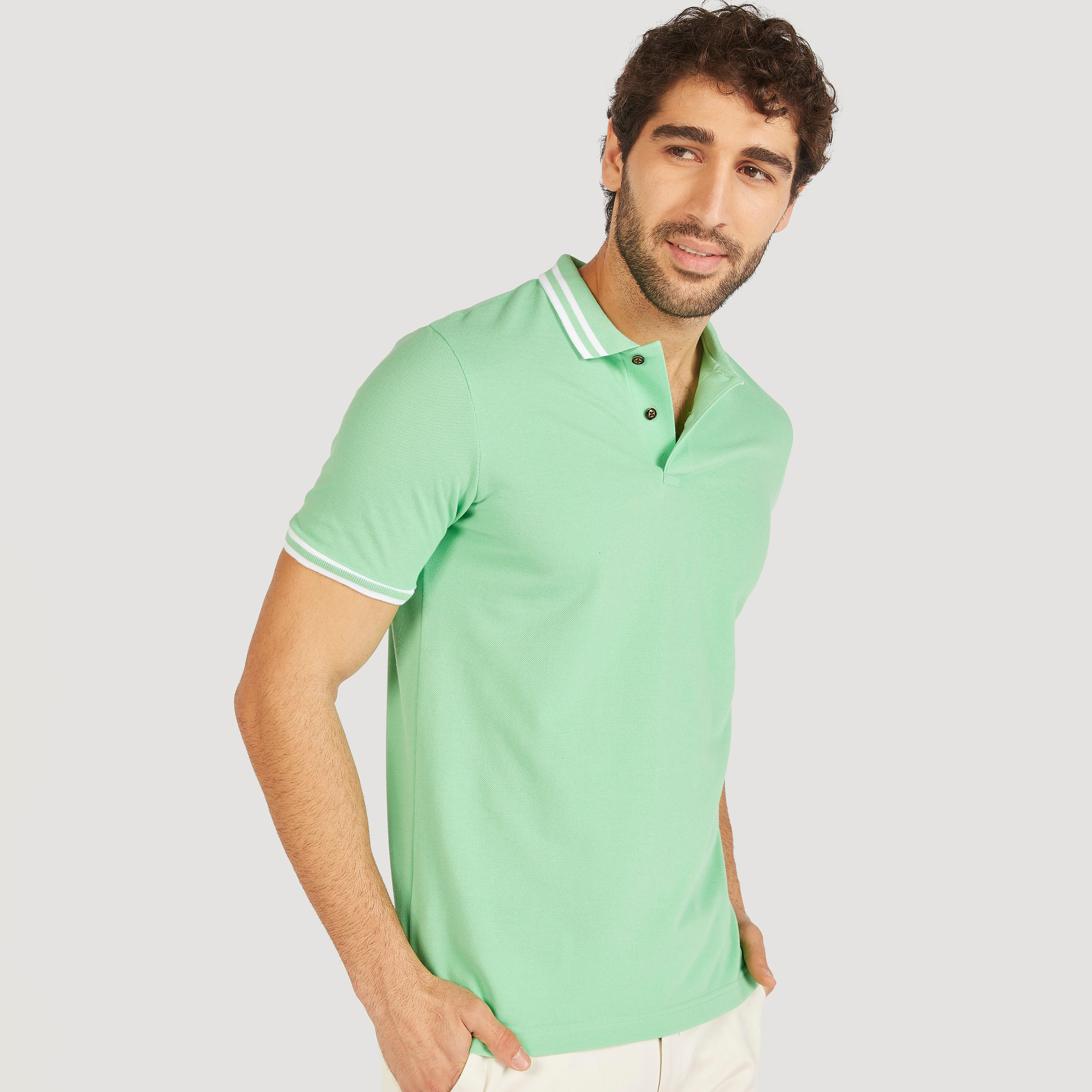 Solid Polo T-shirt with Short Sleeves-men-clothing-tshirtsandpolos-polos-image-37