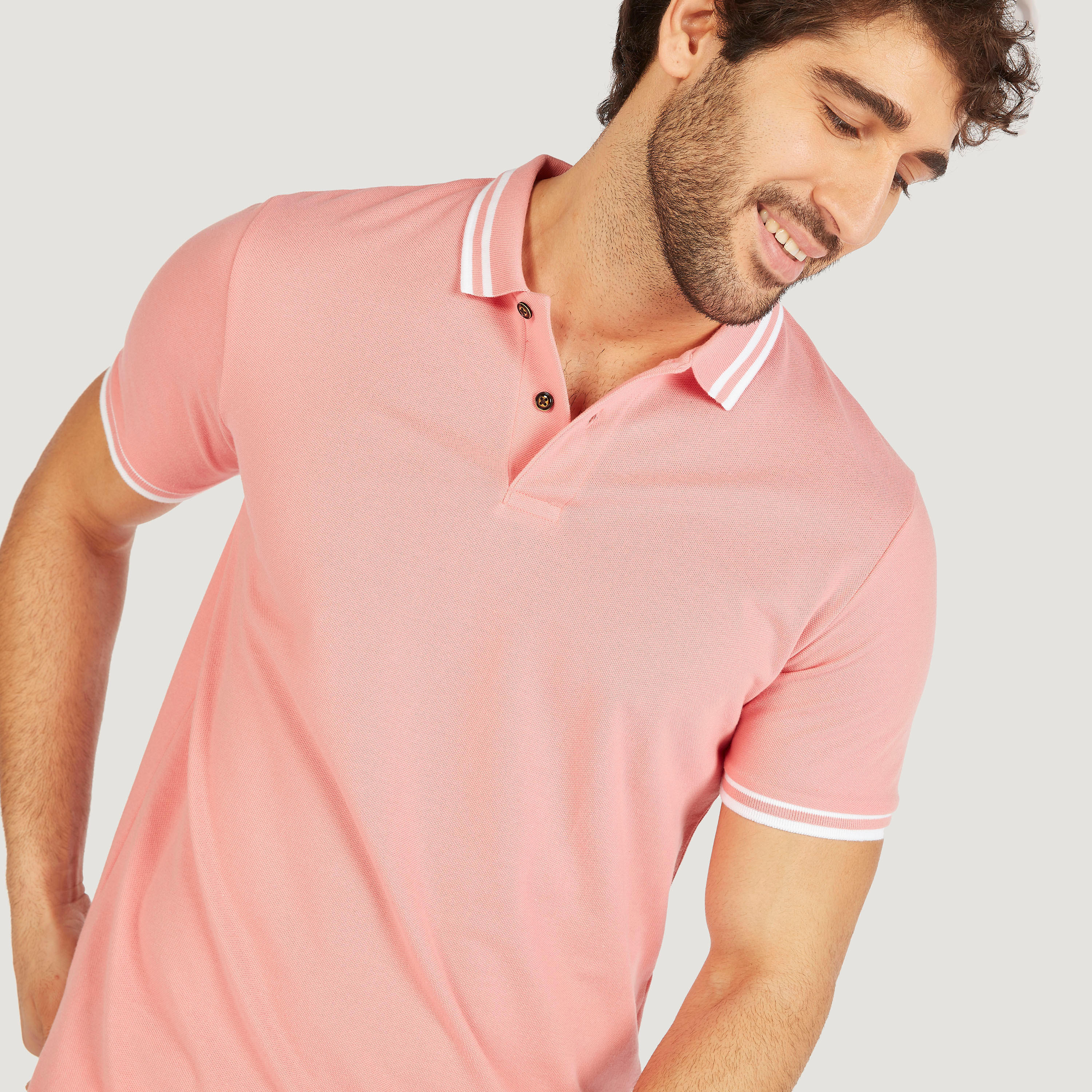 Solid Polo T-shirt with Short Sleeves-men-clothing-tshirtsandpolos-polos-image-39