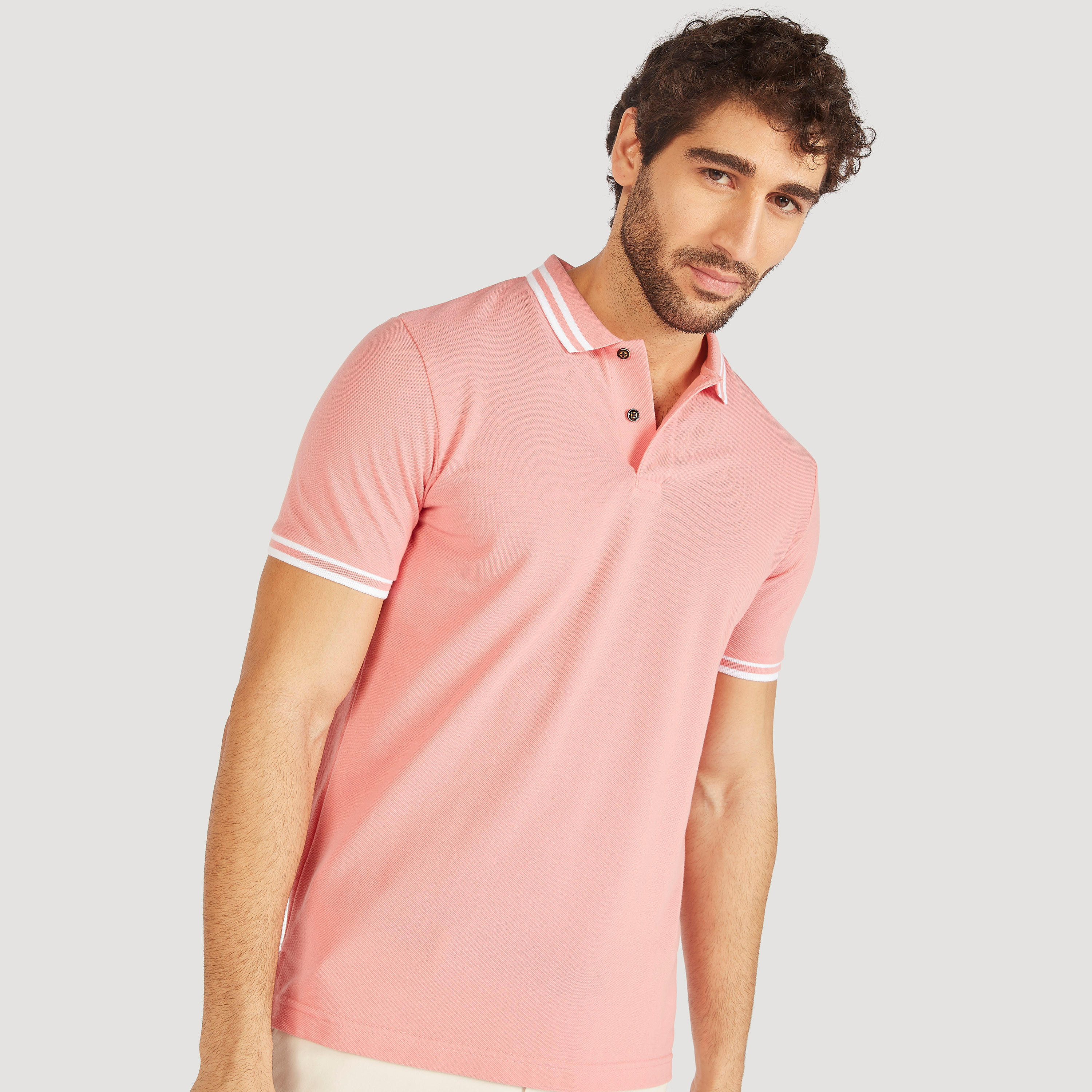 Solid Polo T-shirt with Short Sleeves-men-clothing-tshirtsandpolos-polos-image-41