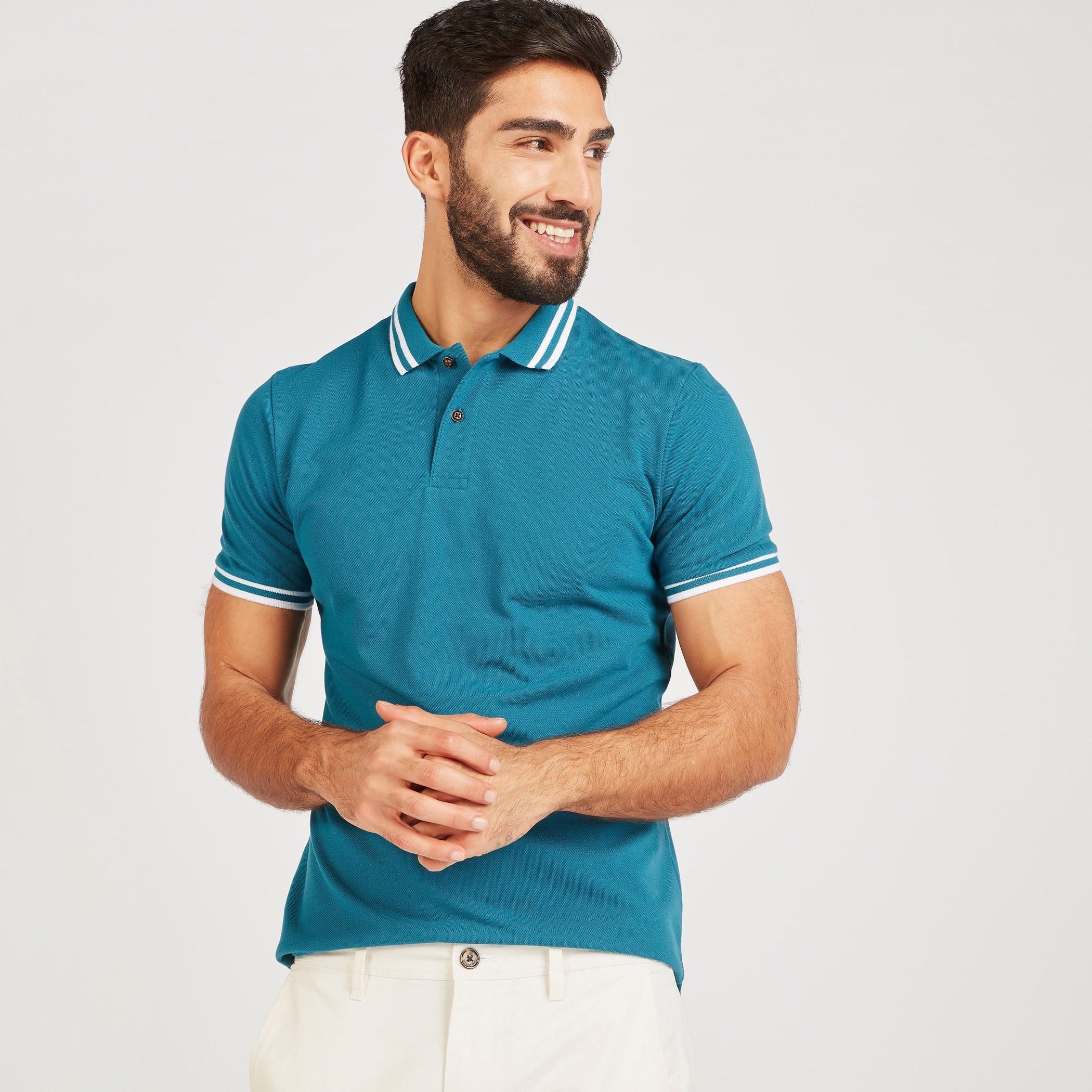 Solid Polo T-shirt with Short Sleeves-men-clothing-tshirtsandpolos-polos-image-43