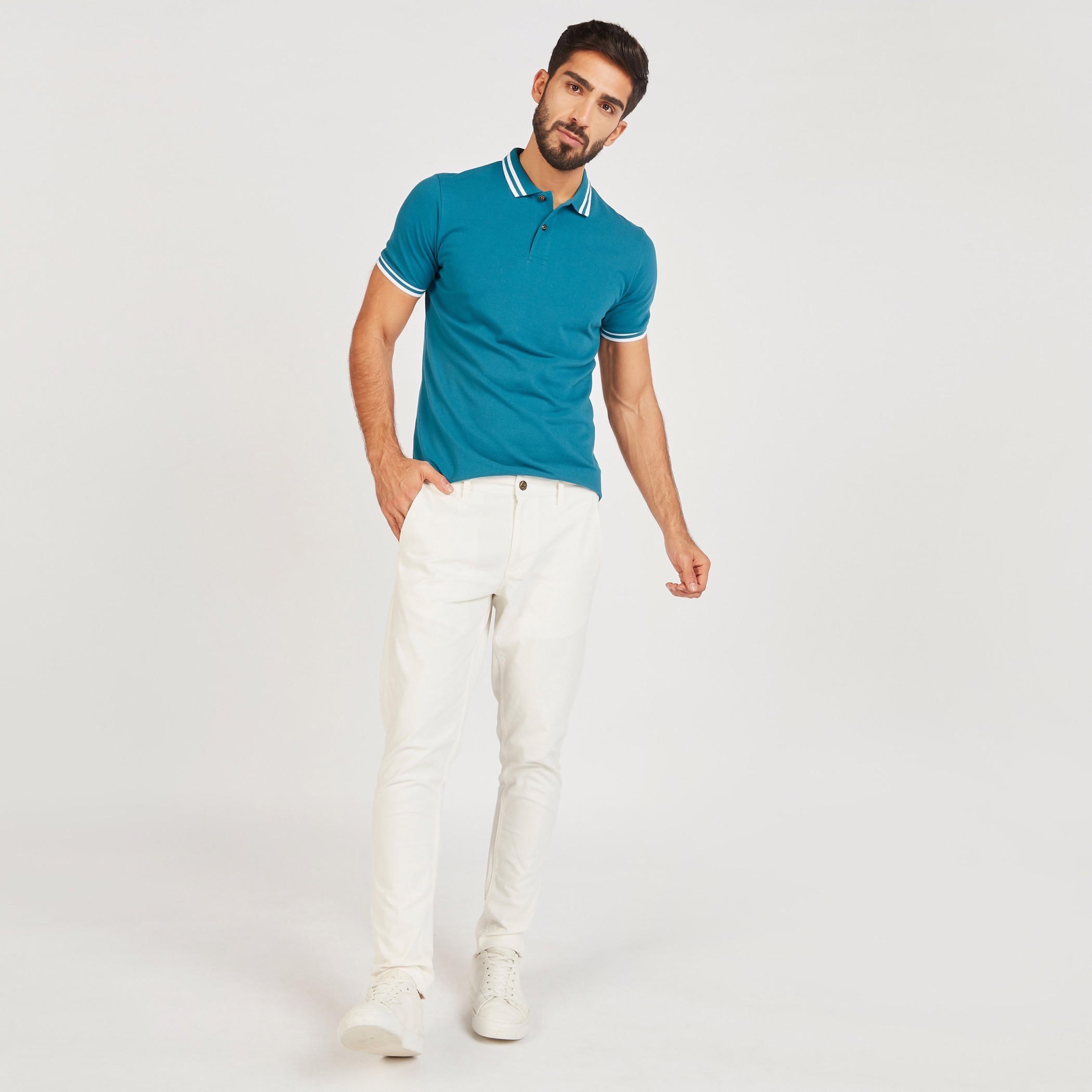 Solid Polo T-shirt with Short Sleeves-men-clothing-tshirtsandpolos-polos-image-44