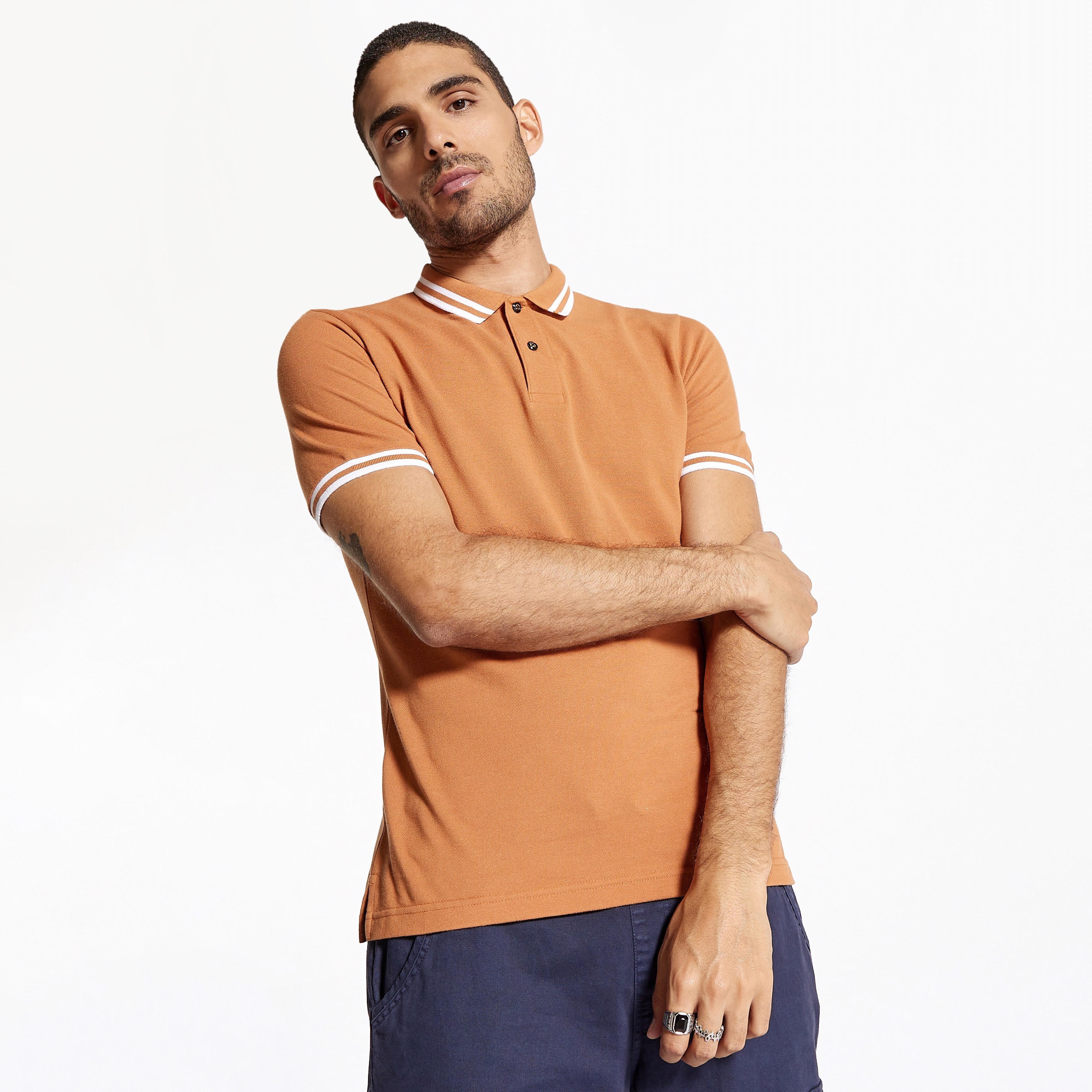 Solid Polo T-shirt with Short Sleeves-men-clothing-tshirtsandpolos-polos-image-76