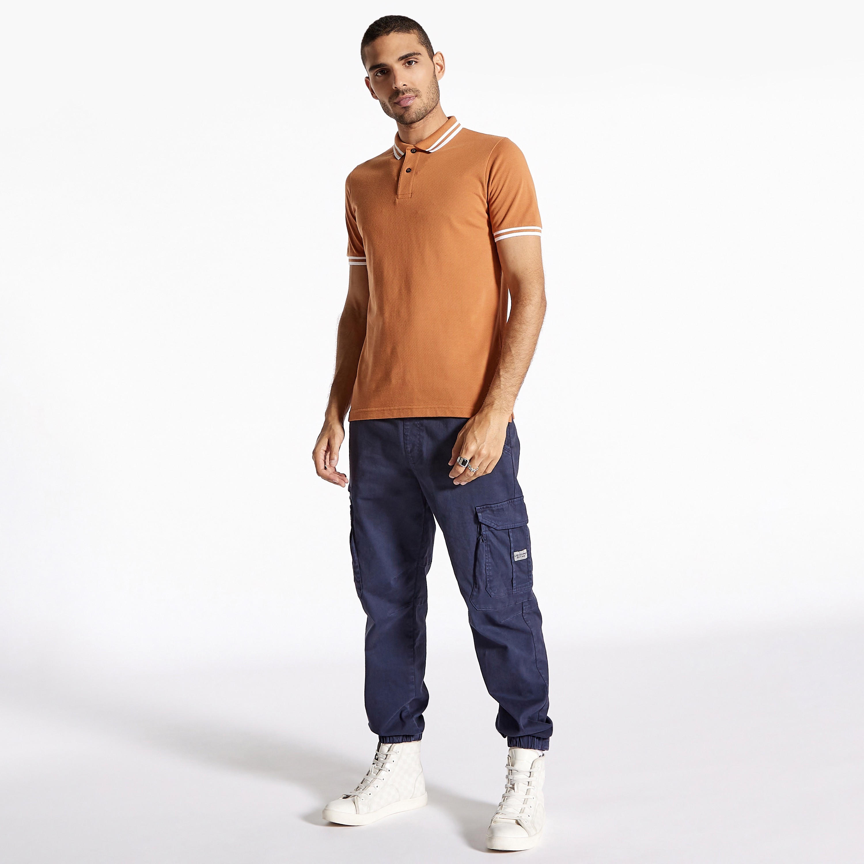 Solid Polo T-shirt with Short Sleeves-men-clothing-tshirtsandpolos-polos-image-77