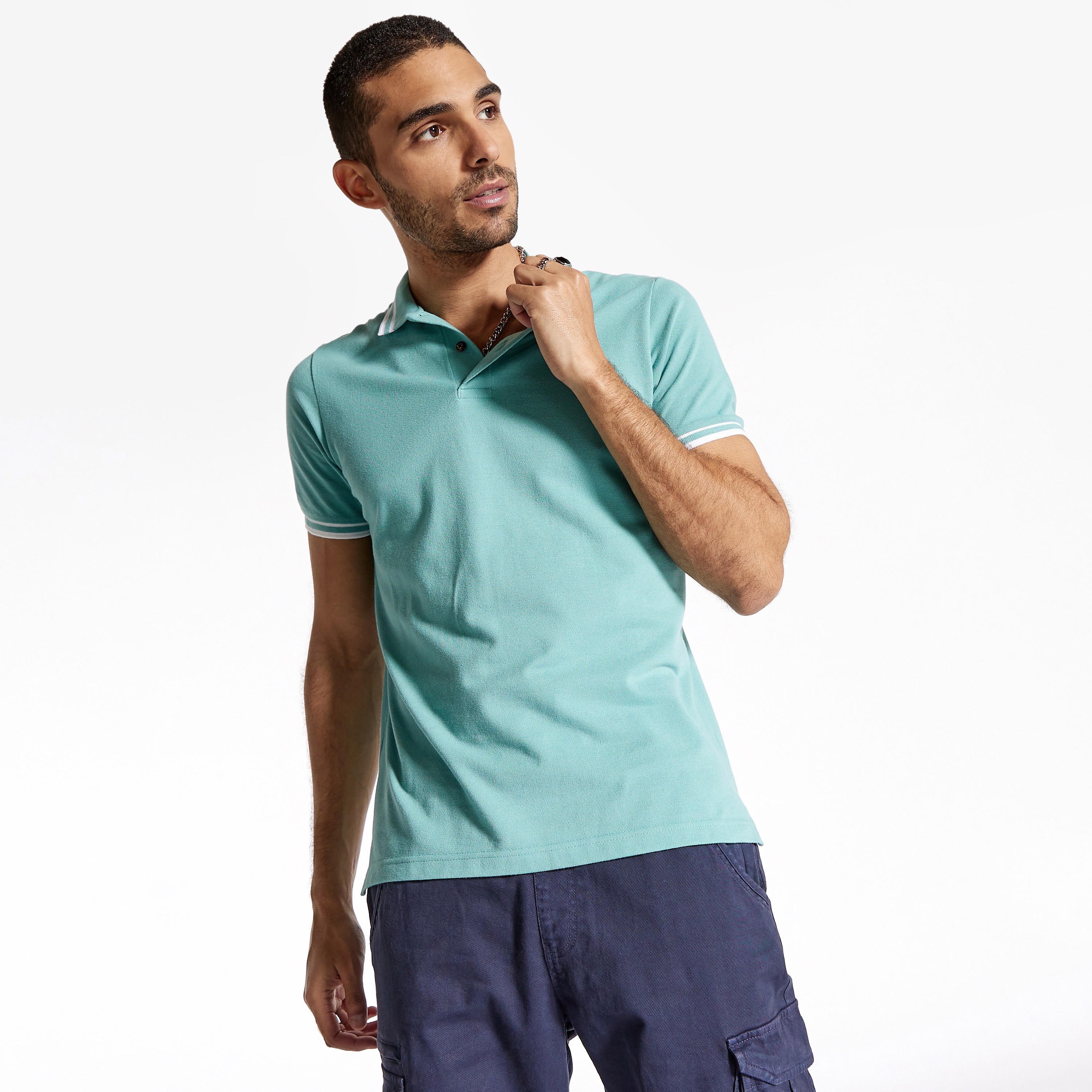 Solid Polo T-shirt with Short Sleeves-men-clothing-tshirtsandpolos-polos-image-84