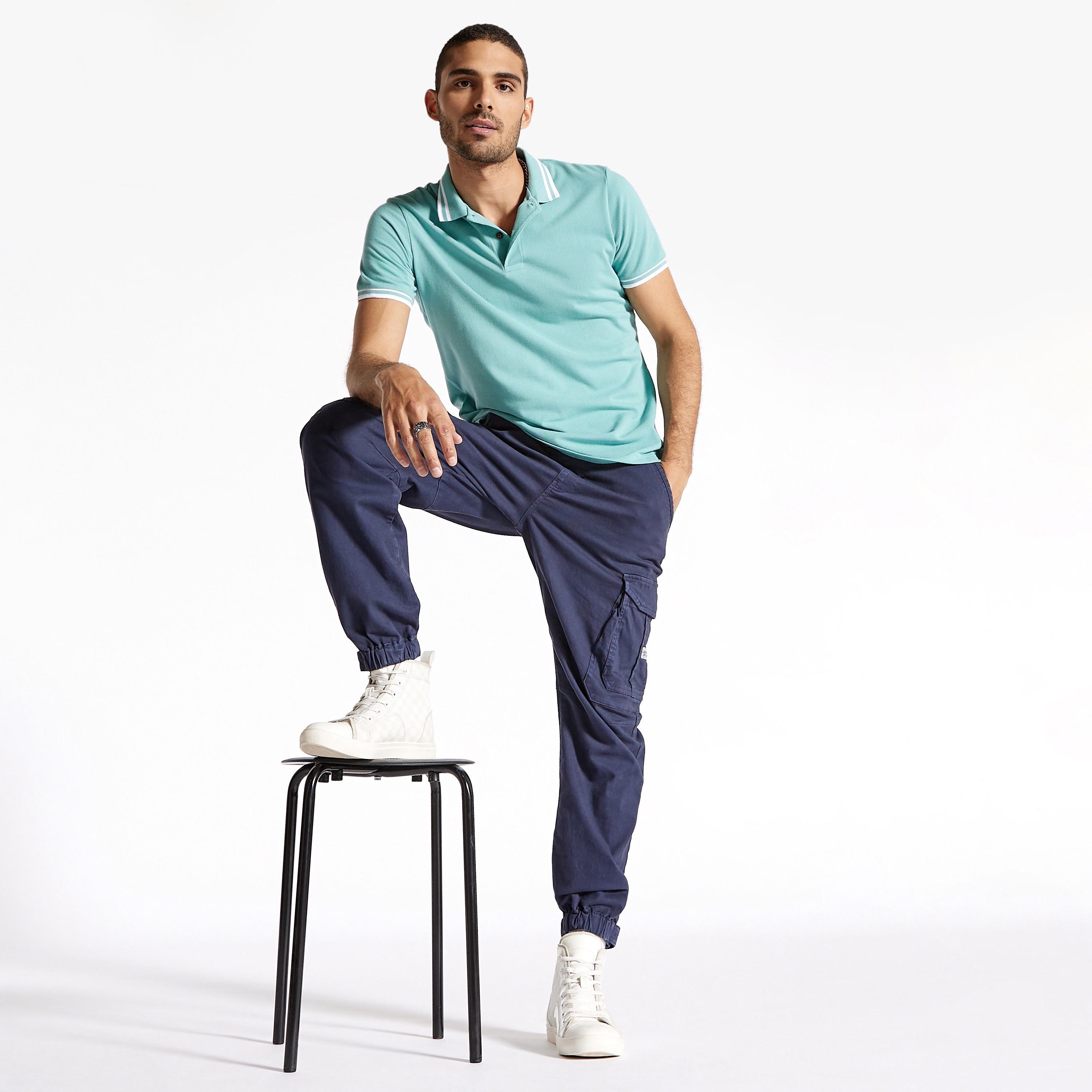 Solid Polo T-shirt with Short Sleeves-men-clothing-tshirtsandpolos-polos-image-85