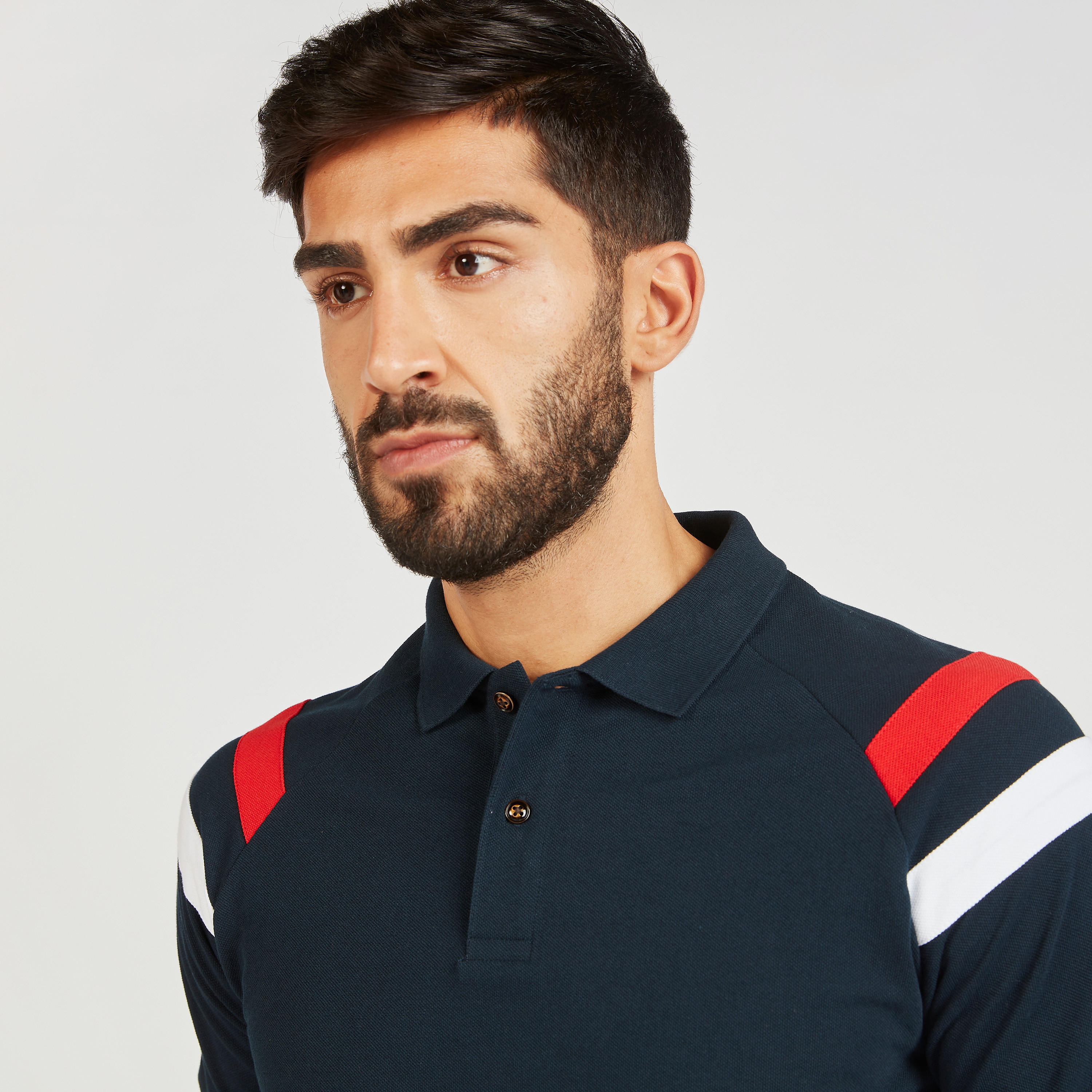 تيشيرت بولو سادة بأكمام ريجلان وتفاصيل شريطة-men-clothing-tshirtsandpolos-polos-image-3