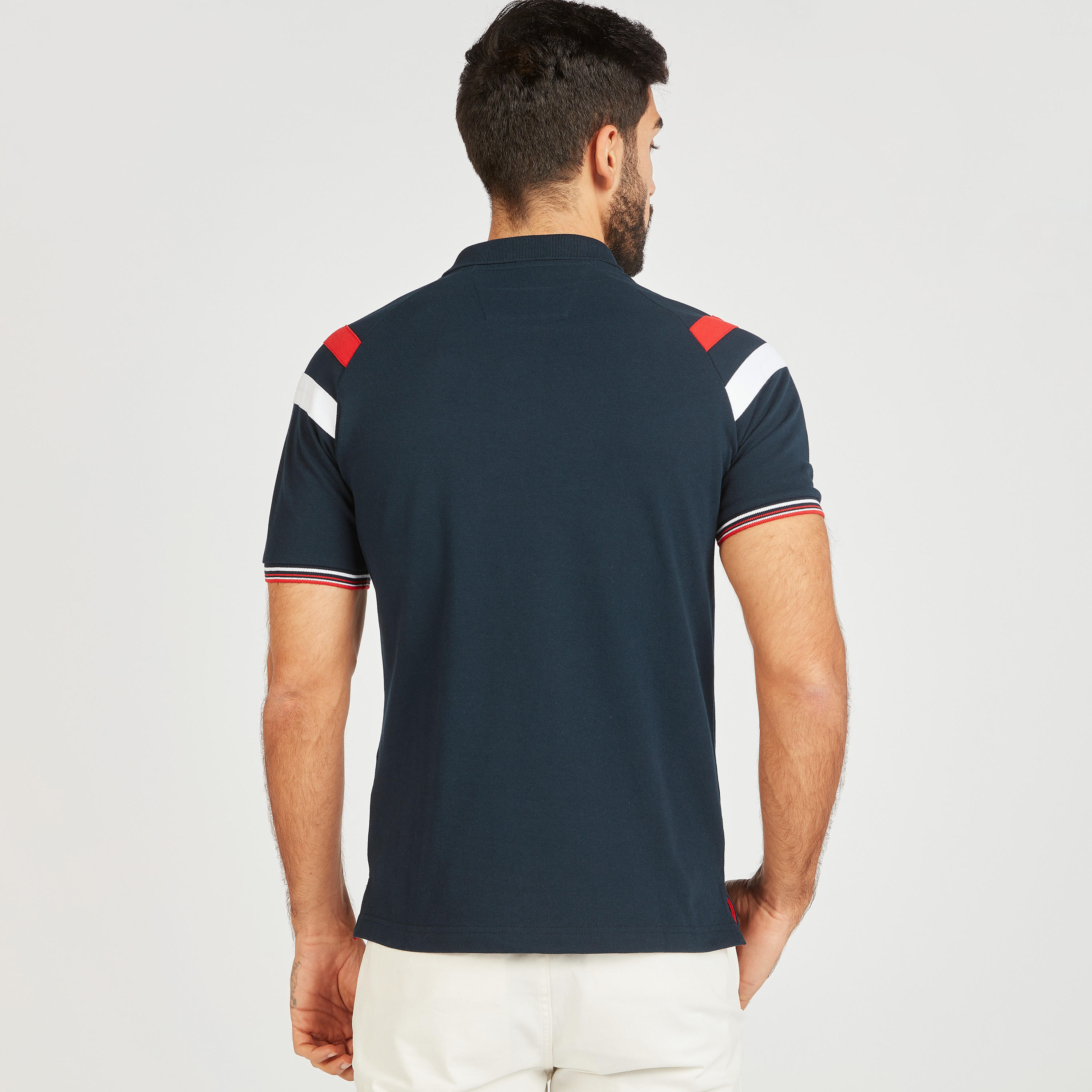 تيشيرت بولو سادة بأكمام ريجلان وتفاصيل شريطة-men-clothing-tshirtsandpolos-polos-image-4