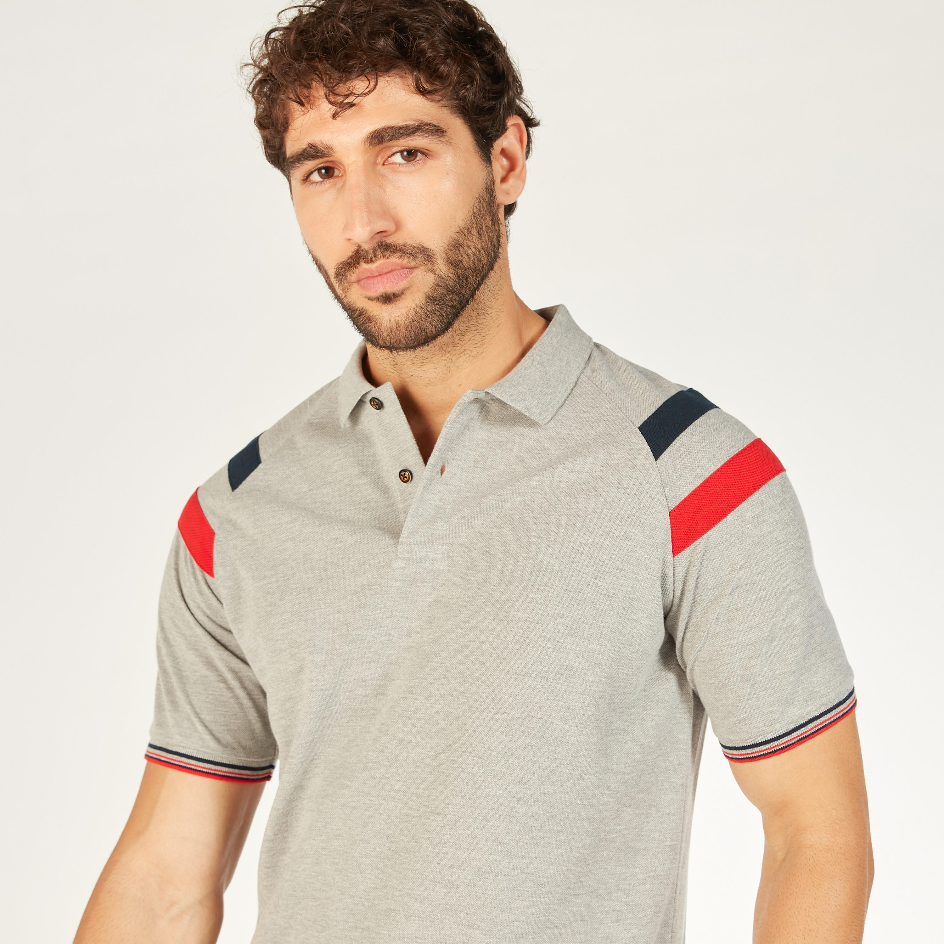 تيشيرت بولو سادة بأكمام ريجلان وتفاصيل شريطة-men-clothing-tshirtsandpolos-polos-image-11