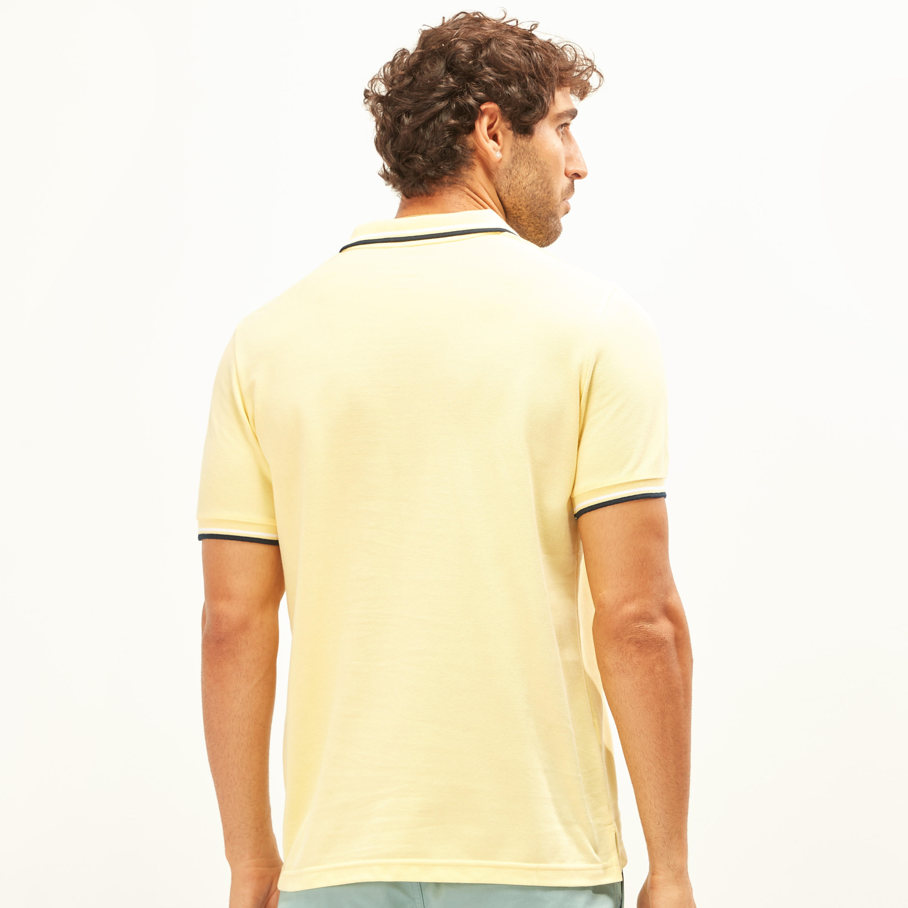تيشيرت بولو سادة بأكمام قصيرة وتفاصيل خيوط بارزة-men-clothing-tshirtsandpolos-polos-image-8
