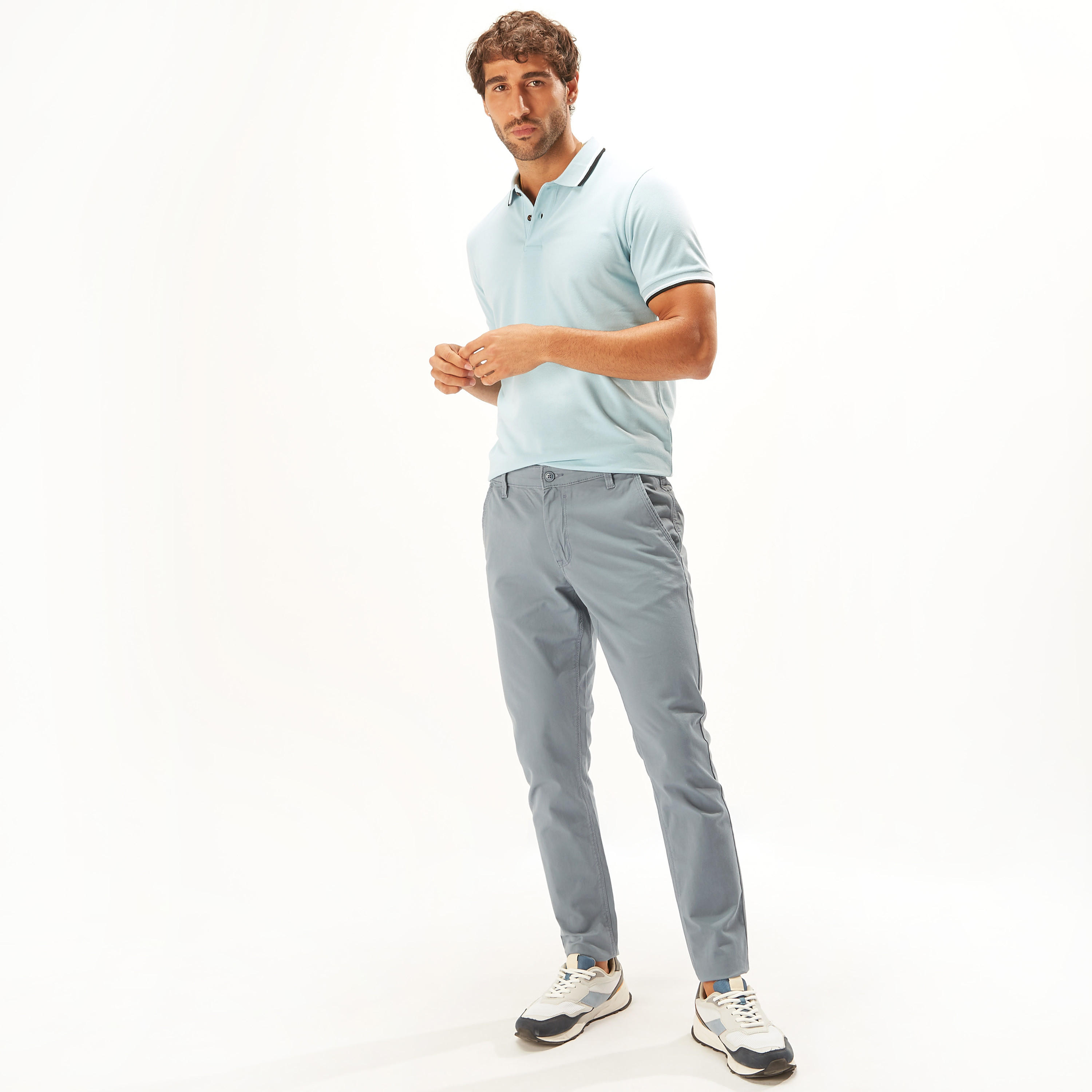 تيشيرت بولو سادة بأكمام قصيرة وتفاصيل خيوط بارزة-men-clothing-tshirtsandpolos-polos-image-19