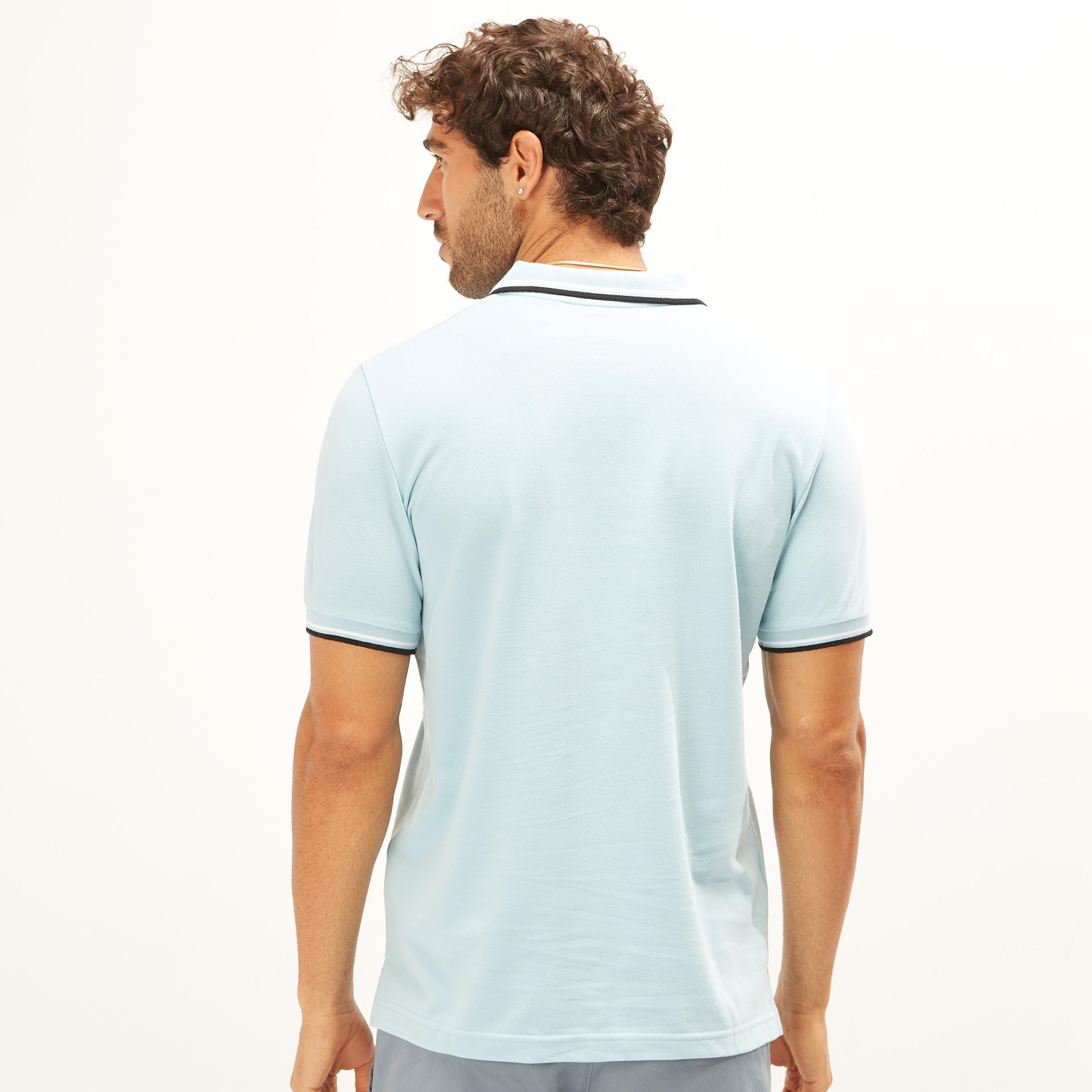 تيشيرت بولو سادة بأكمام قصيرة وتفاصيل خيوط بارزة-men-clothing-tshirtsandpolos-polos-image-21