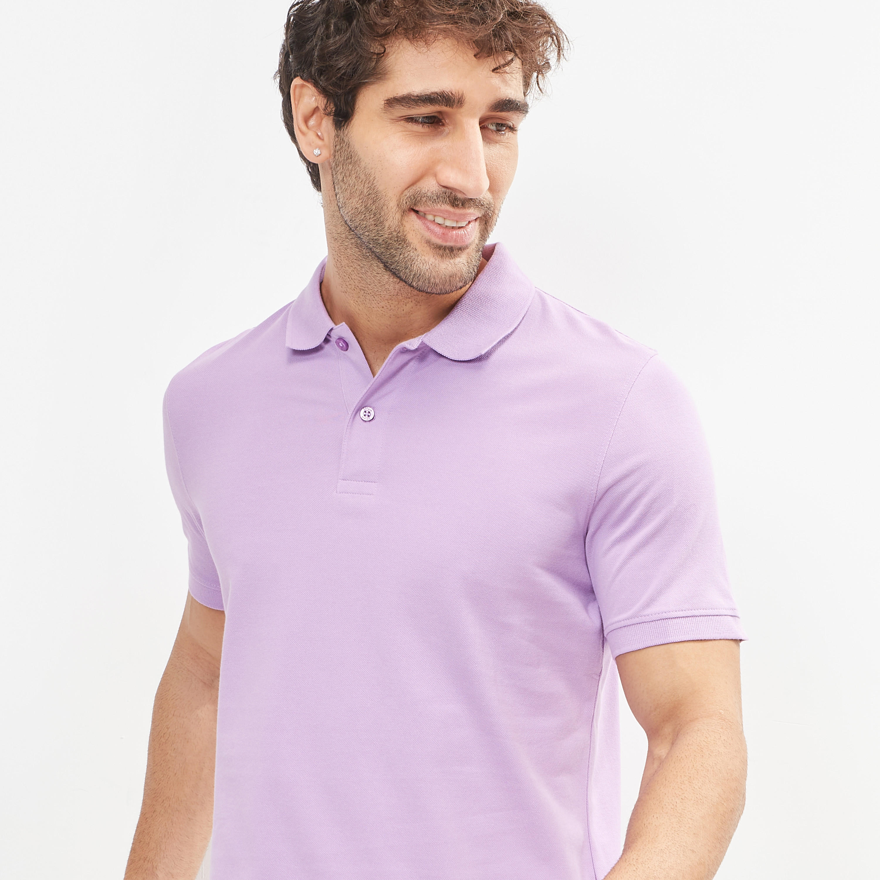 تيشيرت بولو سادة بأكمام قصيرة وأزرار-men-clothing-tshirtsandpolos-polos-image-1