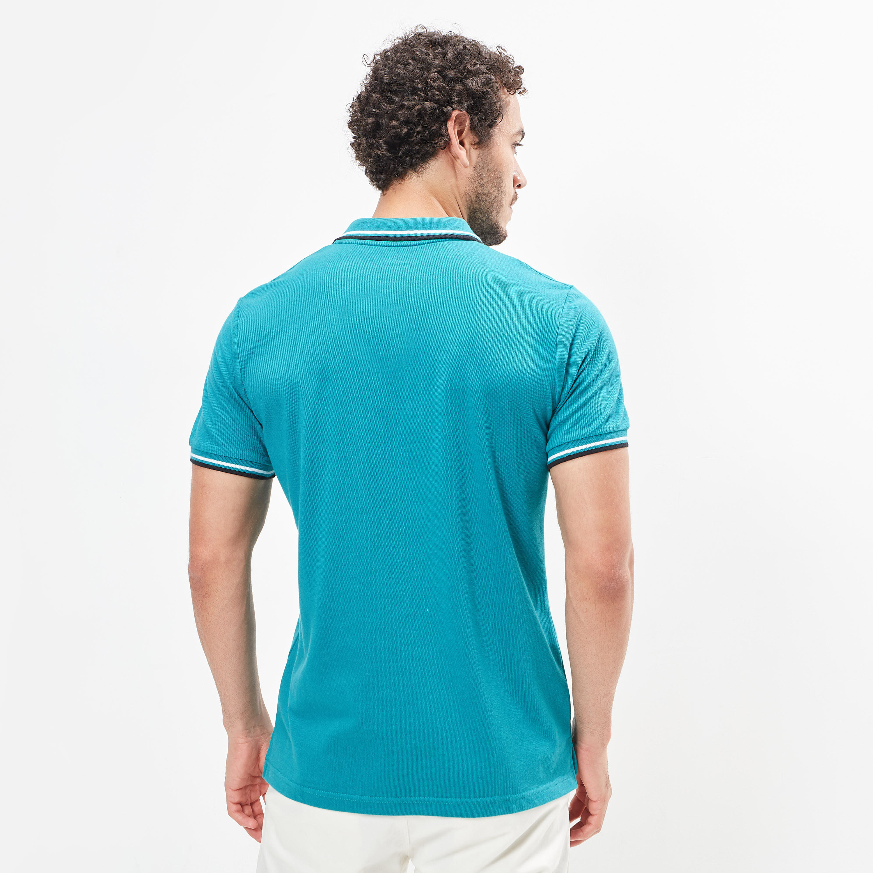 Solid Polo T-shirt with Tipping Detail and Short Sleeves-men-clothing-tshirtsandpolos-polos-image-4